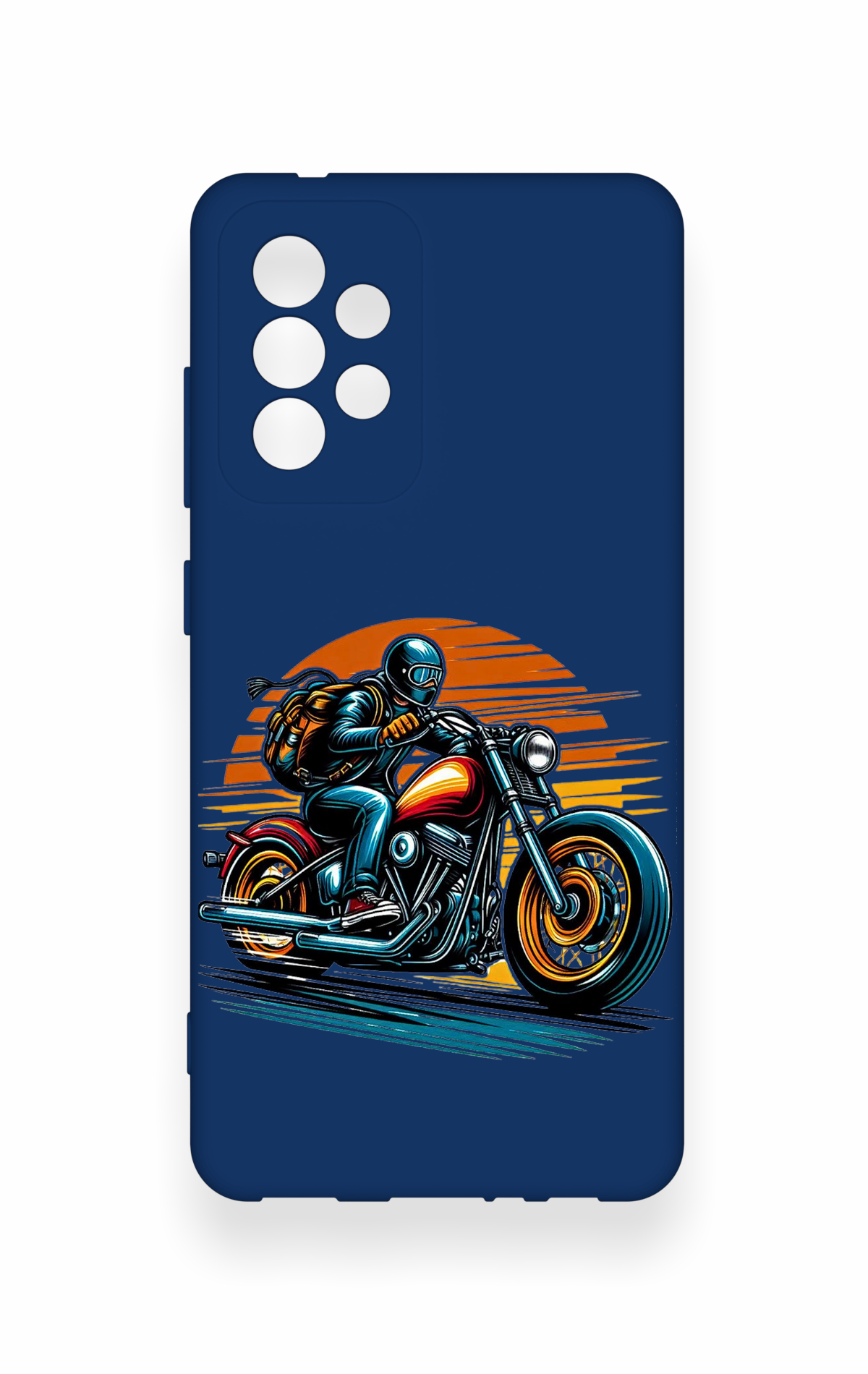 Samsung A52 Uyumlu Moto Rider Desenli Silikon Kılıf