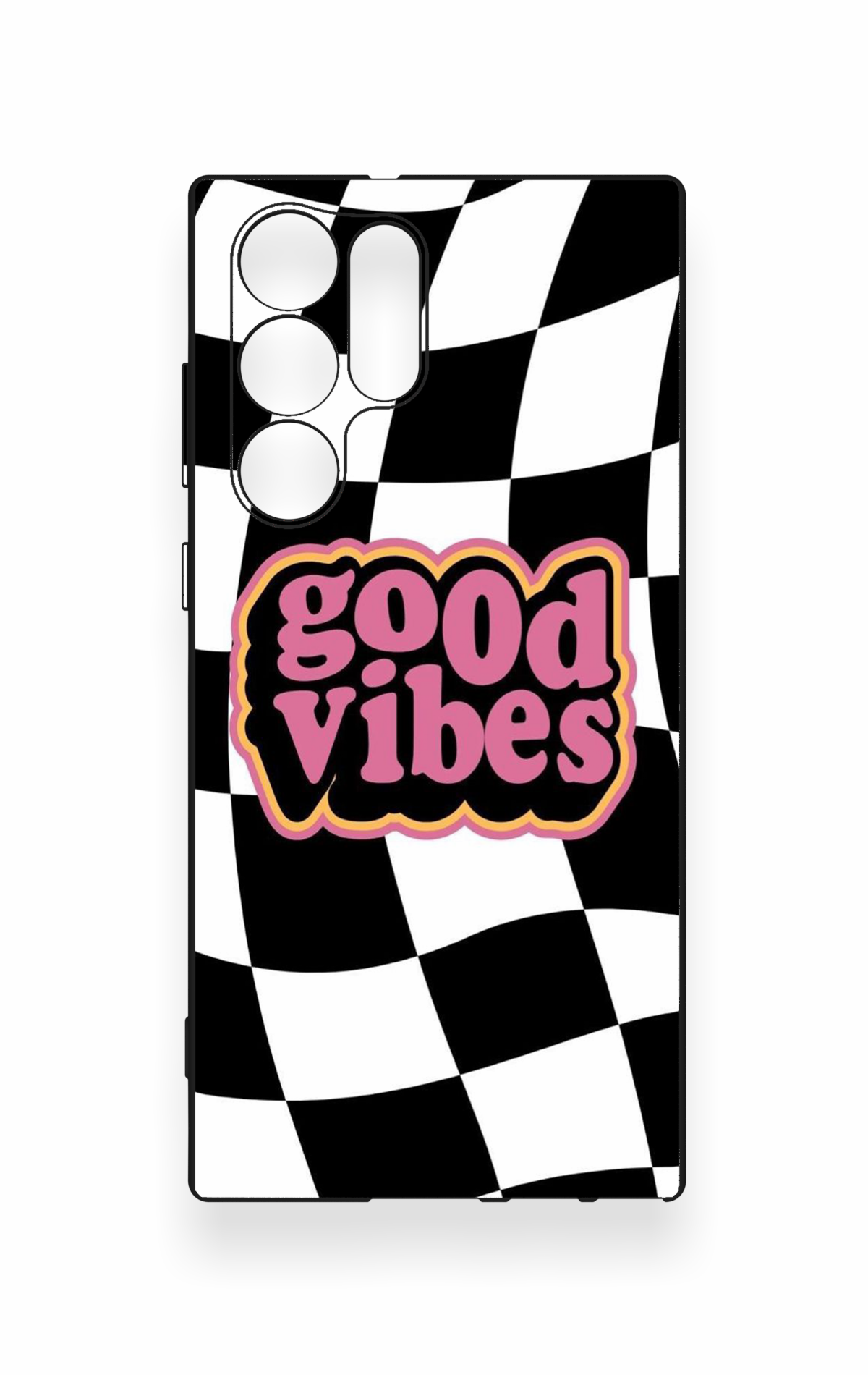 Samsung S22 Ultra Uyumlu Black Good Vibes Desenli Silikon Kılıf