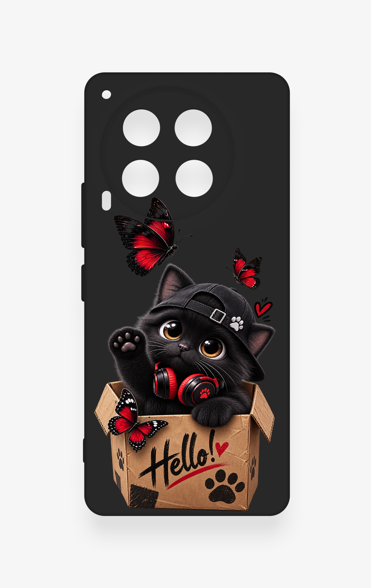 Tecno Camon 30 Uyumlu Hello Cat Desenli Silikon Kılıf