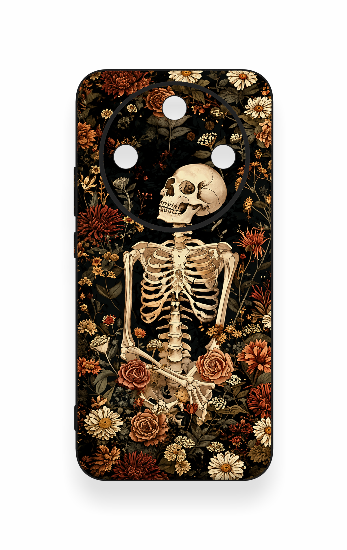 Honor Magic 8 Lite Uyumlu Çiçek İskelet Desenli Silikon Kılıf