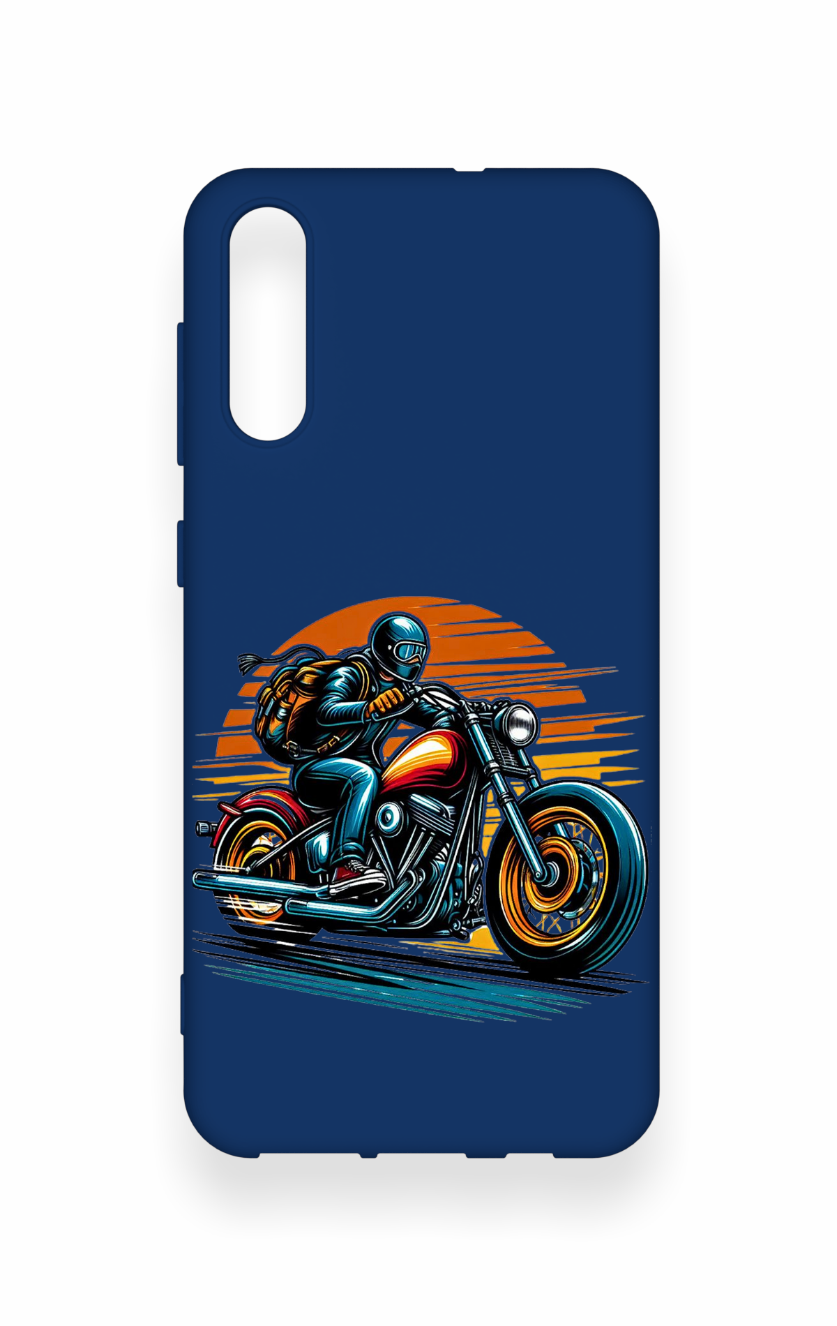 Samsung A50 Uyumlu Moto Rider Desenli Silikon Kılıf