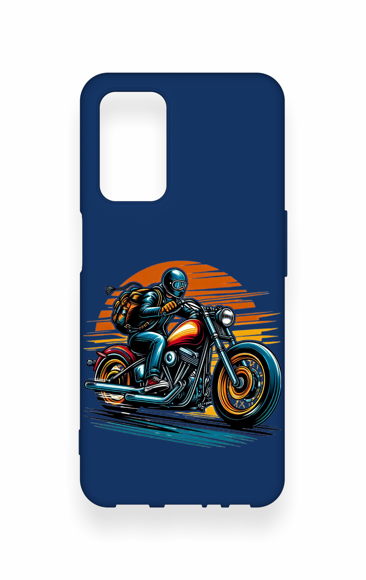 Oppo A55 Uyumlu Moto Rider Desenli Silikon Kılıf