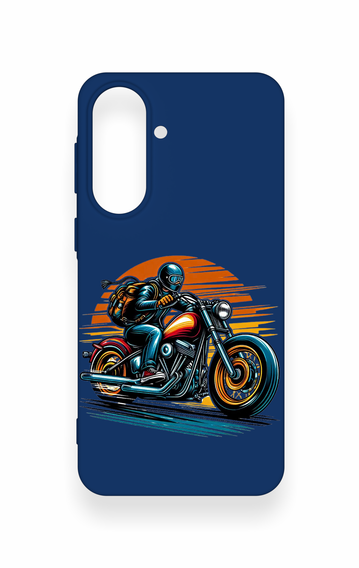 Samsung A37 Uyumlu Moto Rider Desenli Silikon Kılıf