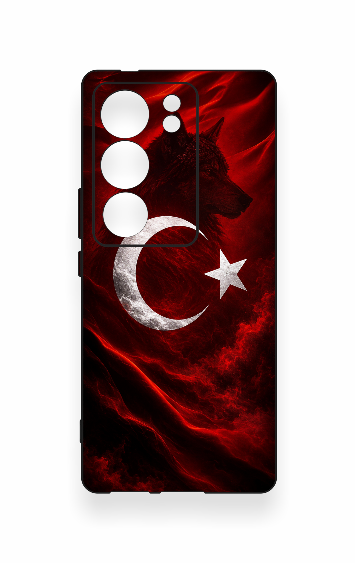 Vivo V29 Uyumlu Kurt Türk Bayrağı Desenli Silikon Kılıf