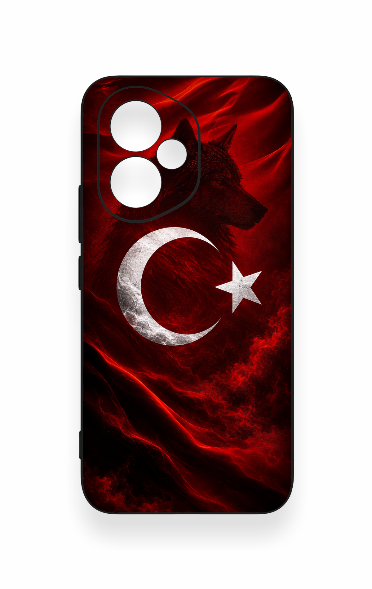 Honor 400 Uyumlu Kurt Türk Bayrağı Desenli Silikon Kılıf