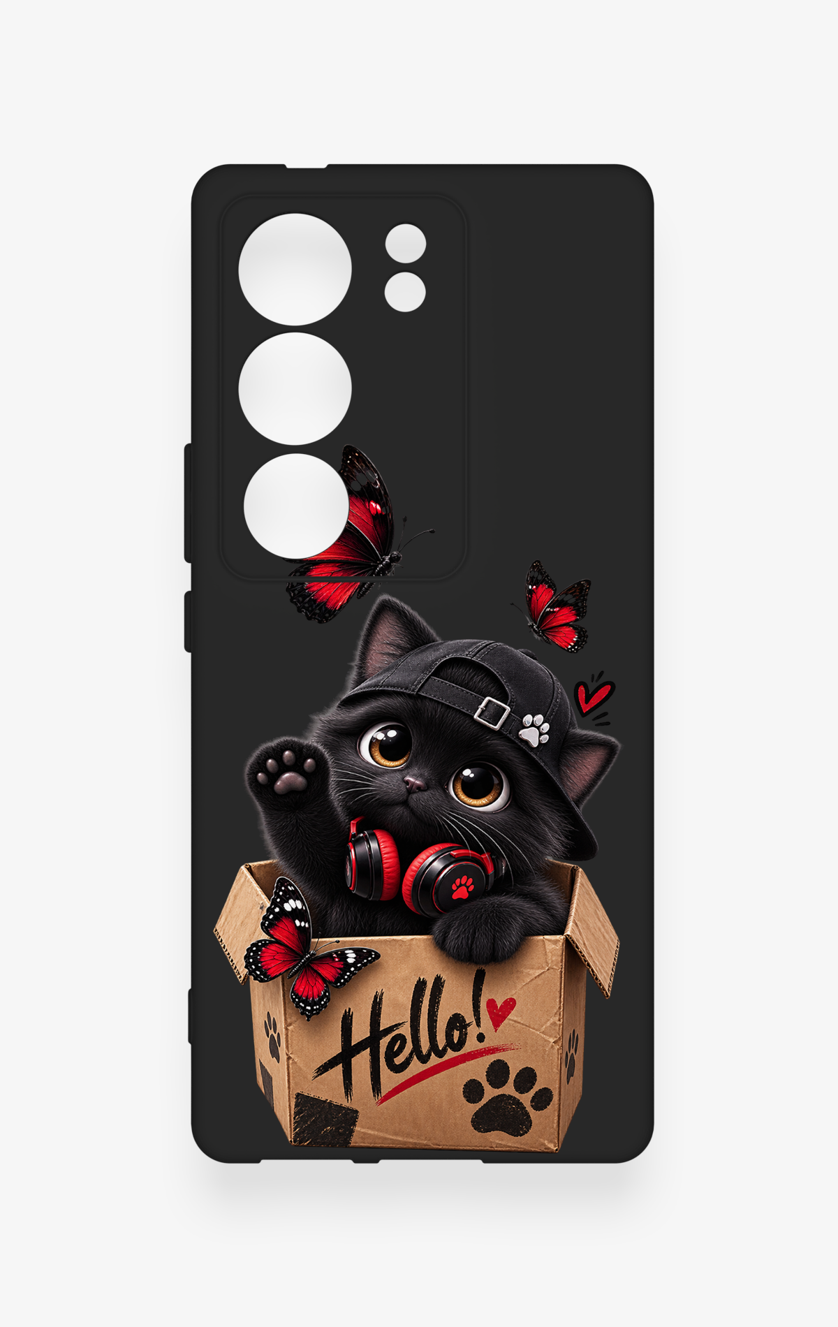 Vivo V29 Uyumlu Hello Cat Desenli Silikon Kılıf