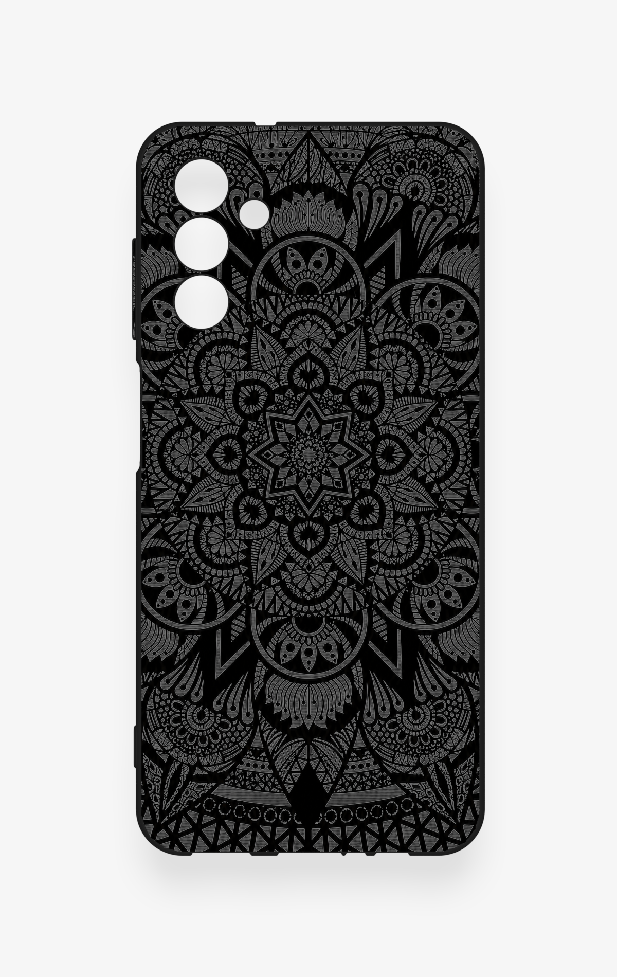 Samsung A04S Uyumlu Siyah Beyaz Mandala Desenli Silikon Kılıf