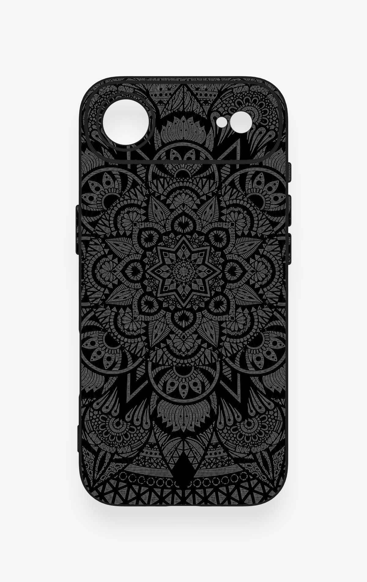 iPhone 17 Air Uyumlu Siyah Beyaz Mandala Desenli Silikon Kılıf