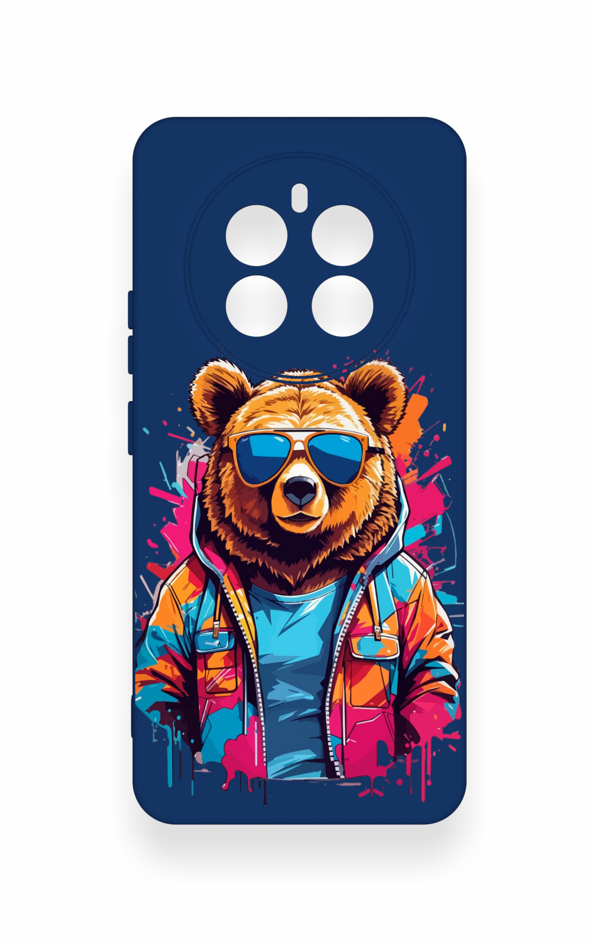 Realme 12 4G Uyumlu Gözlüklü Ayı Desenli Silikon Kılıf