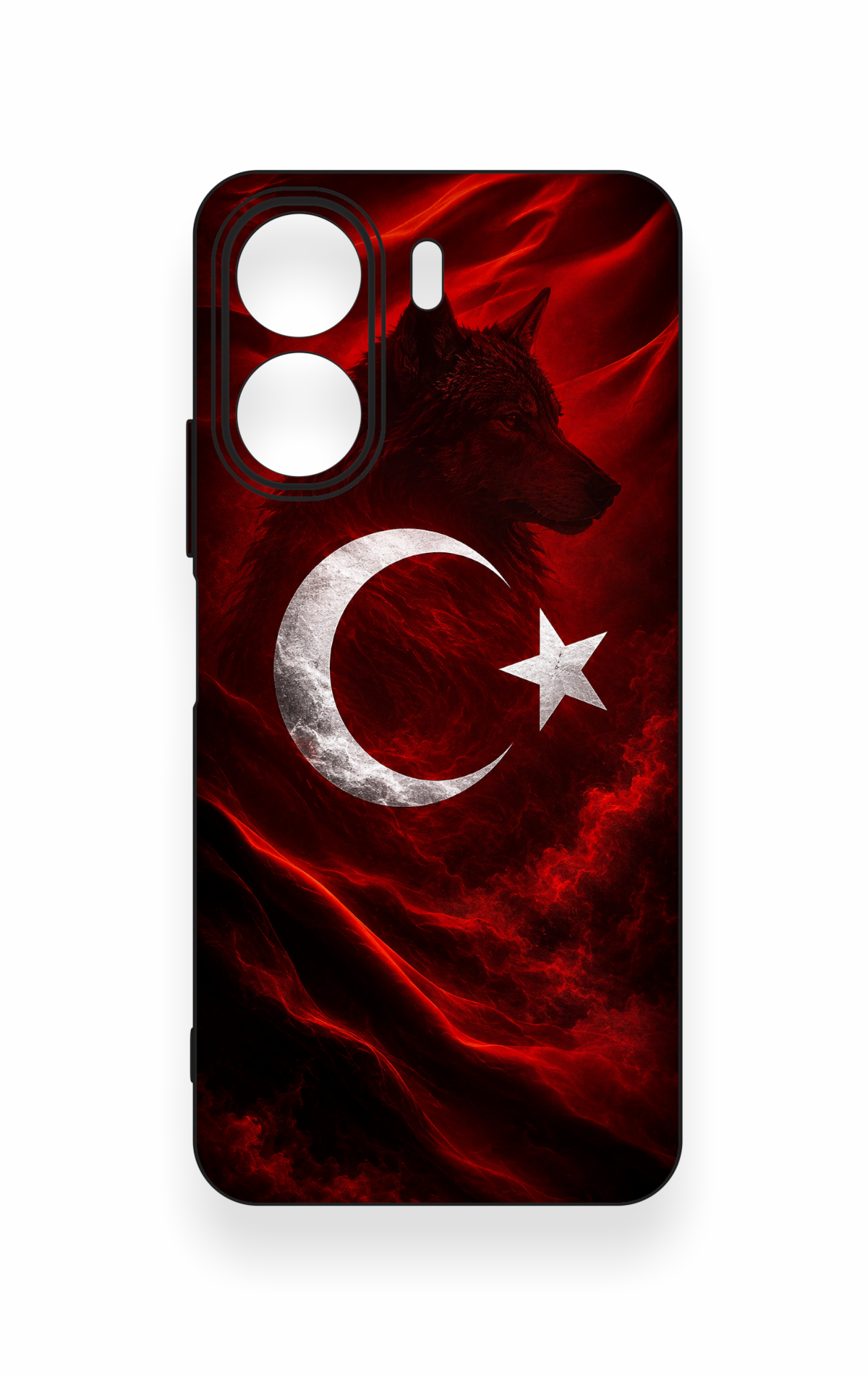 Redmi 13C Uyumlu Kurt Türk Bayrağı Desenli Silikon Kılıf