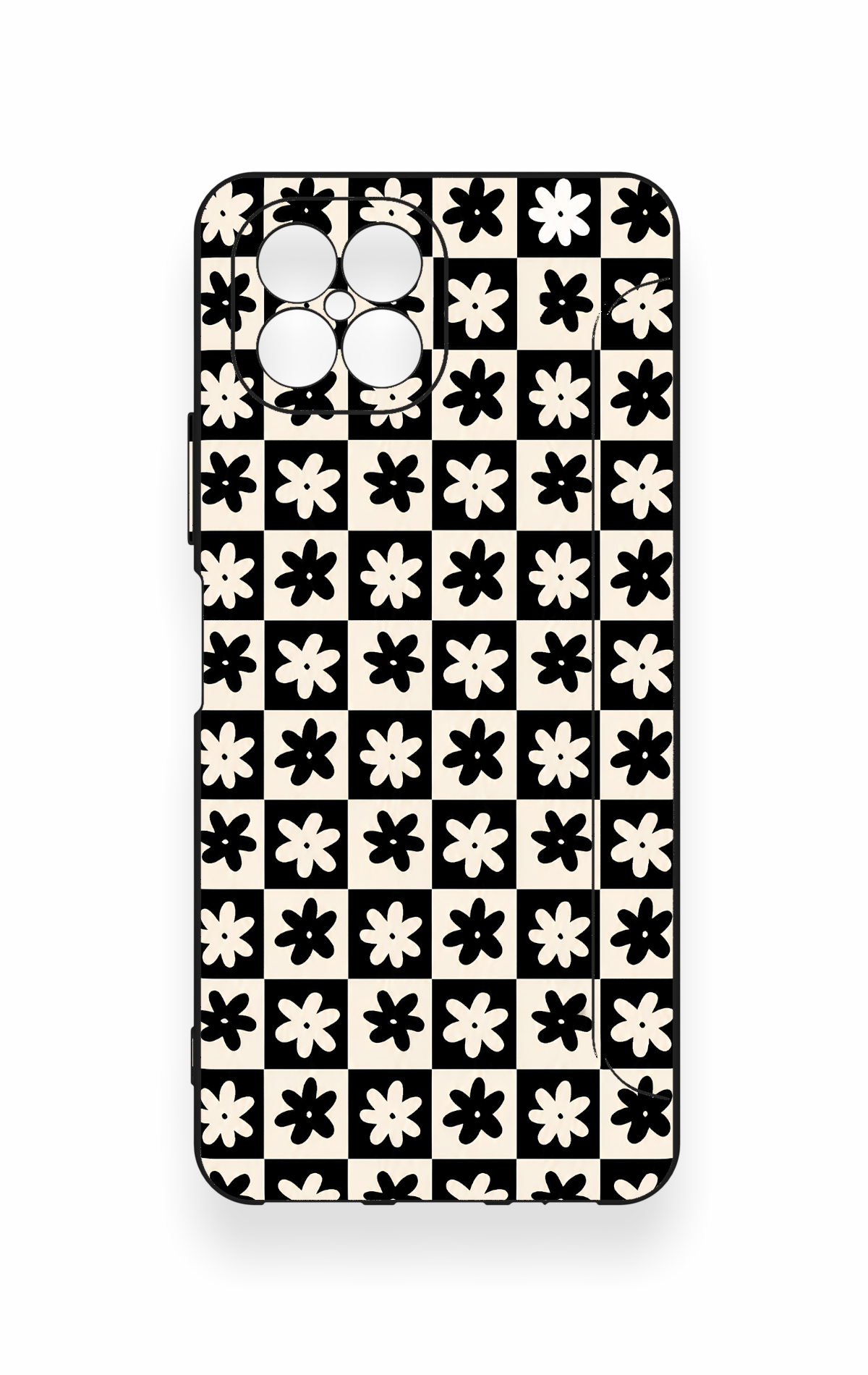 Omix X600 Uyumlu Çiçek Motifli Dama Desenli Silikon Kılıf