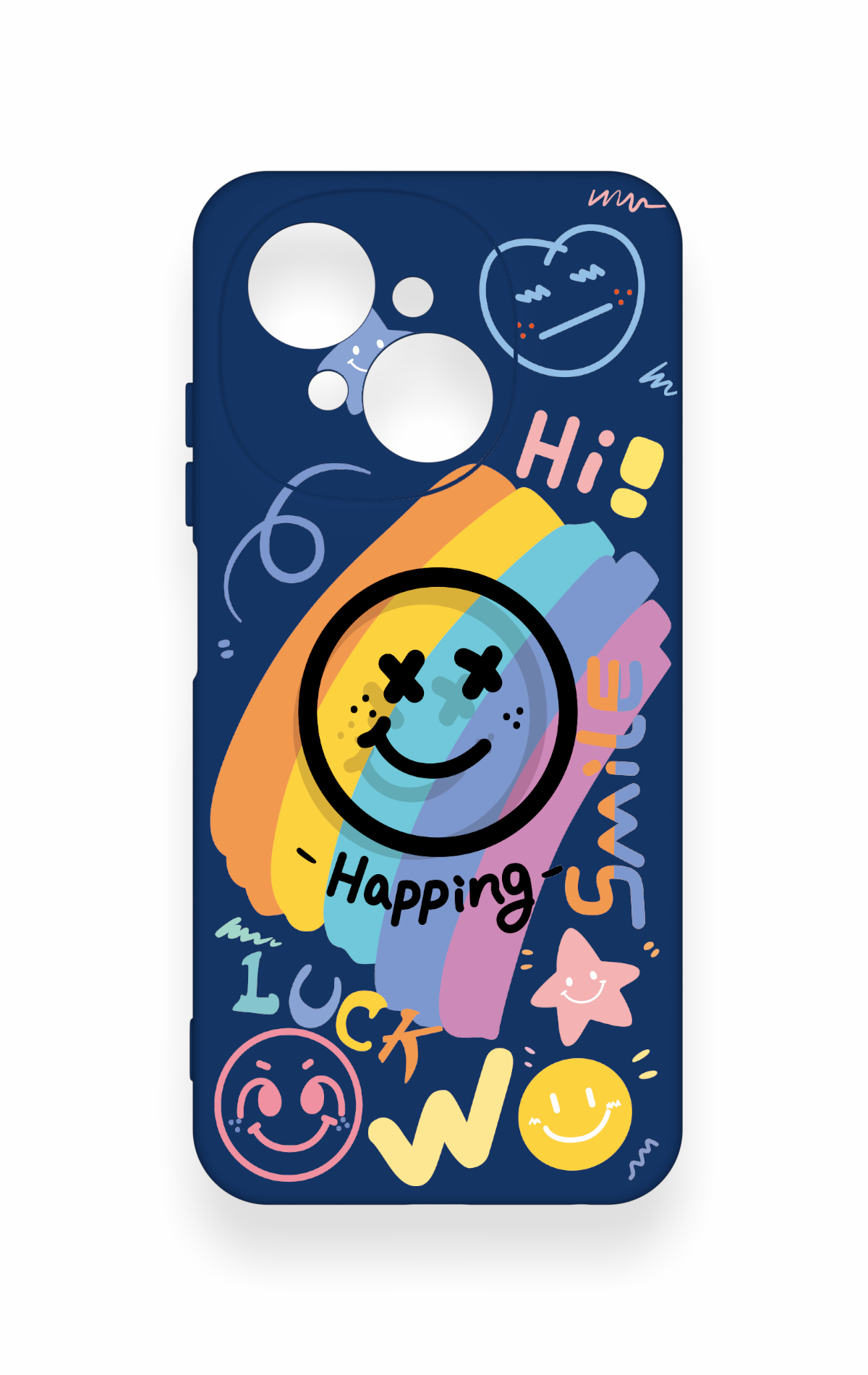 Tecno Spark Go1 Uyumlu Happing Smile Desenli Silikon Kılıf