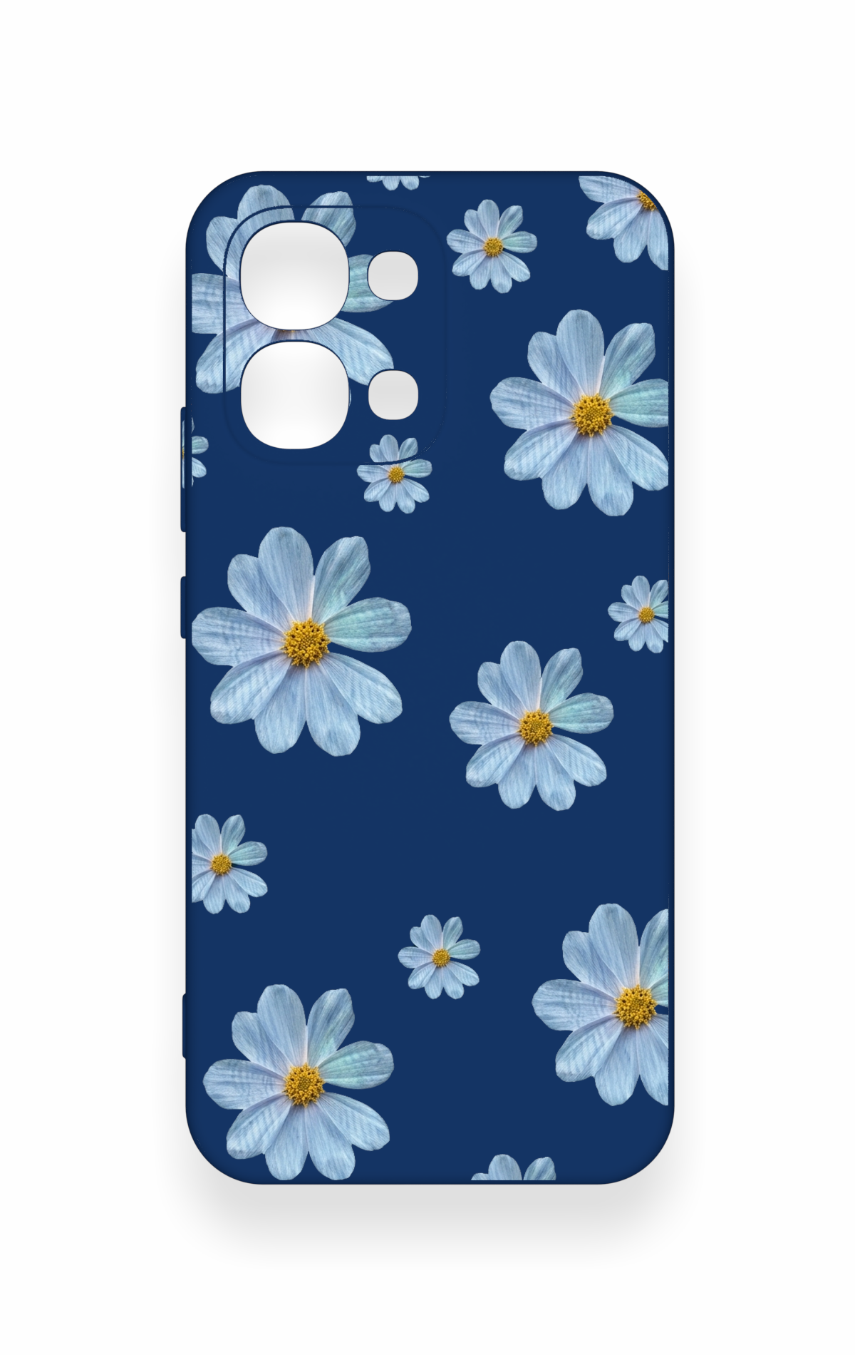 Oppo A6 Pro Uyumlu Mavi Papatya Desenli Silikon Kılıf