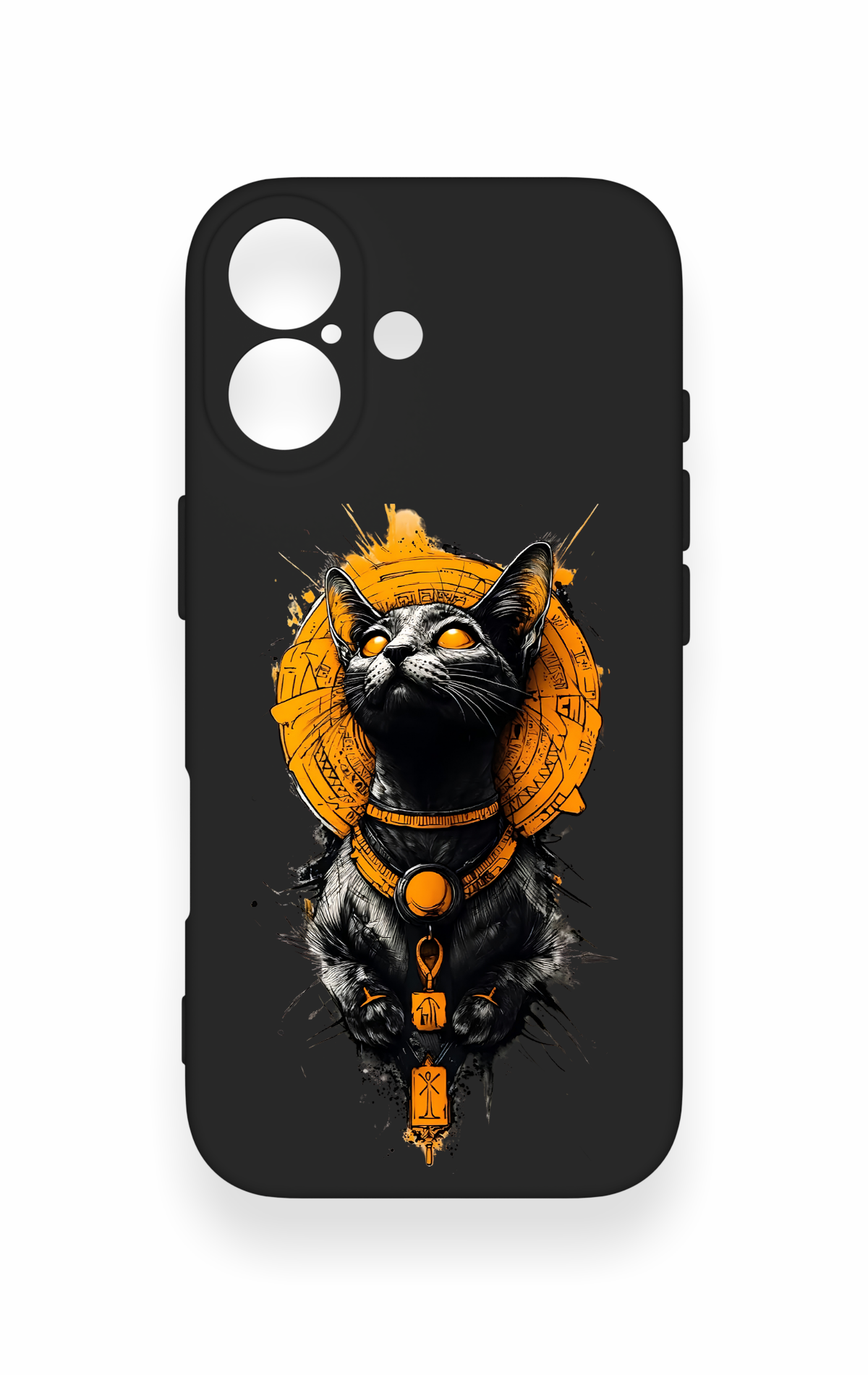 iPhone 17 Uyumlu Mısırlı Kedi Tanrısı Desenli Silikon Kılıf