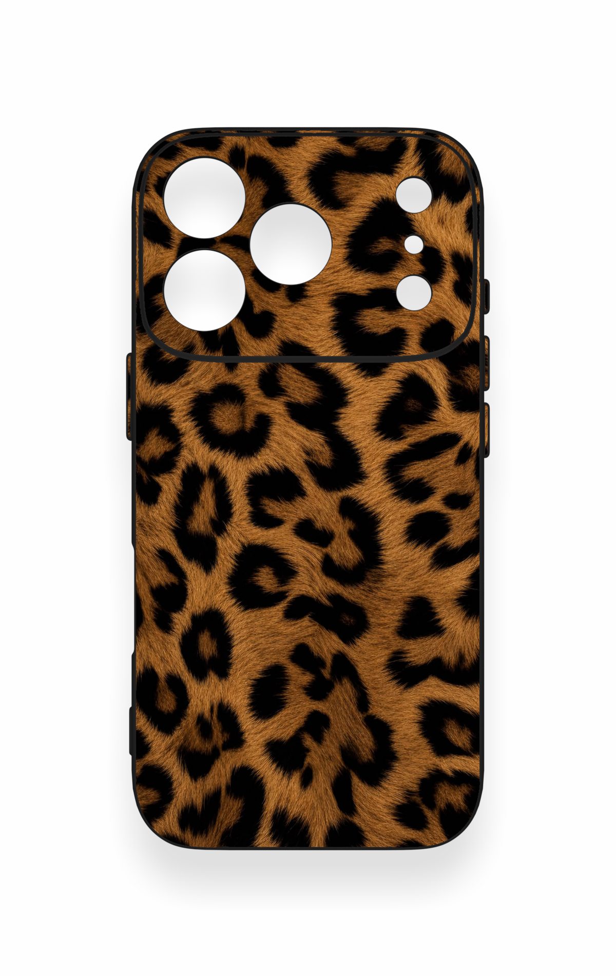 iPhone 17 Pro Uyumlu Koyu Leopar Deri Desenli Silikon Kılıf
