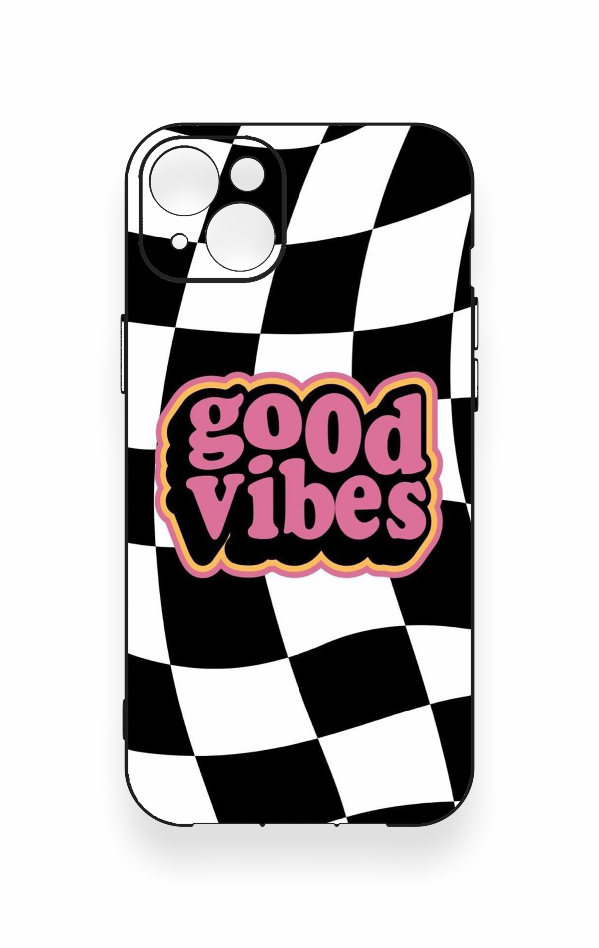 iPhone 14 Plus/15 Plus Uyumlu Black Good Vibes Desenli Silikon Kılıf