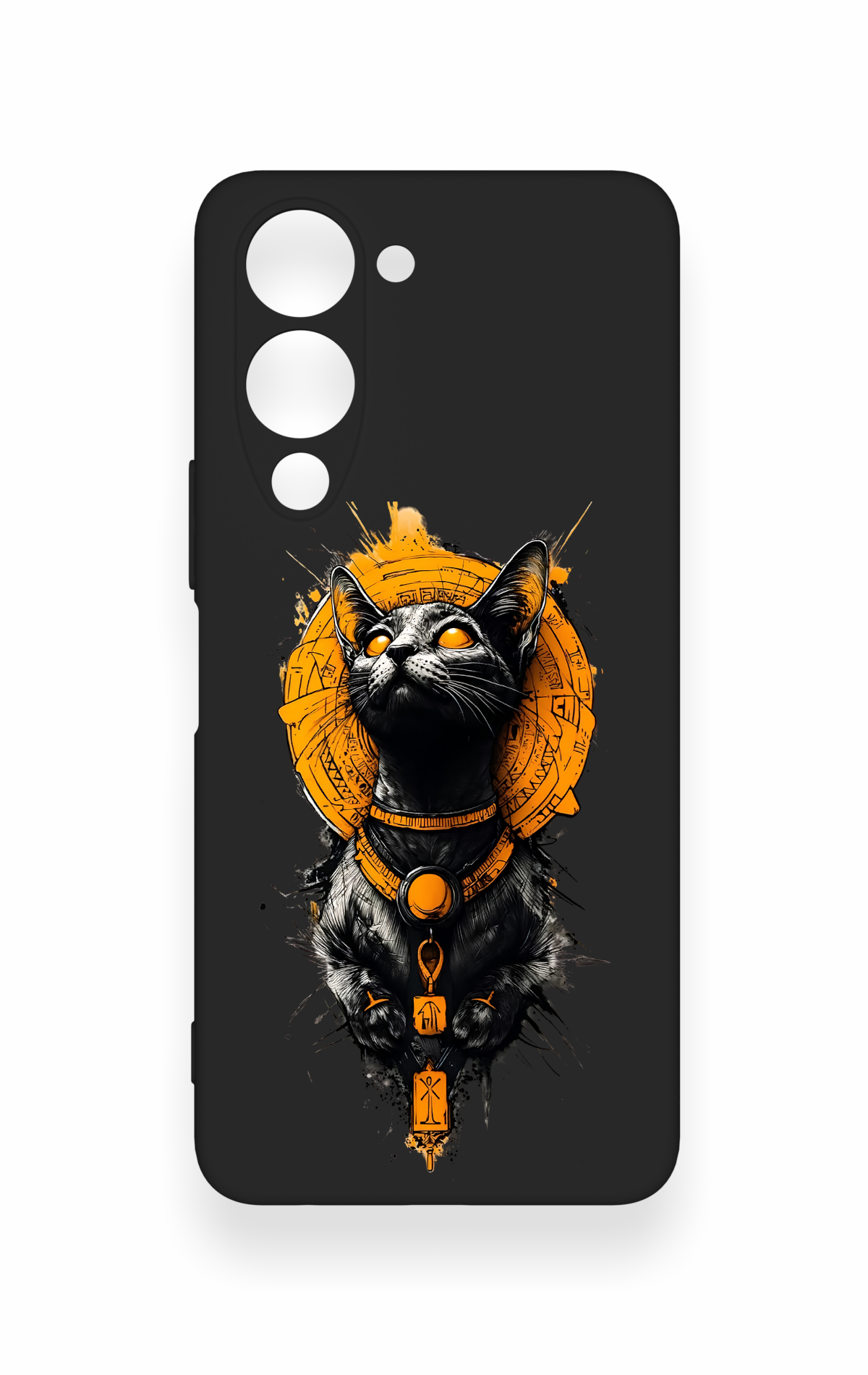 Vivo Y19 5G Uyumlu Mısırlı Kedi Tanrısı Desenli Silikon Kılıf