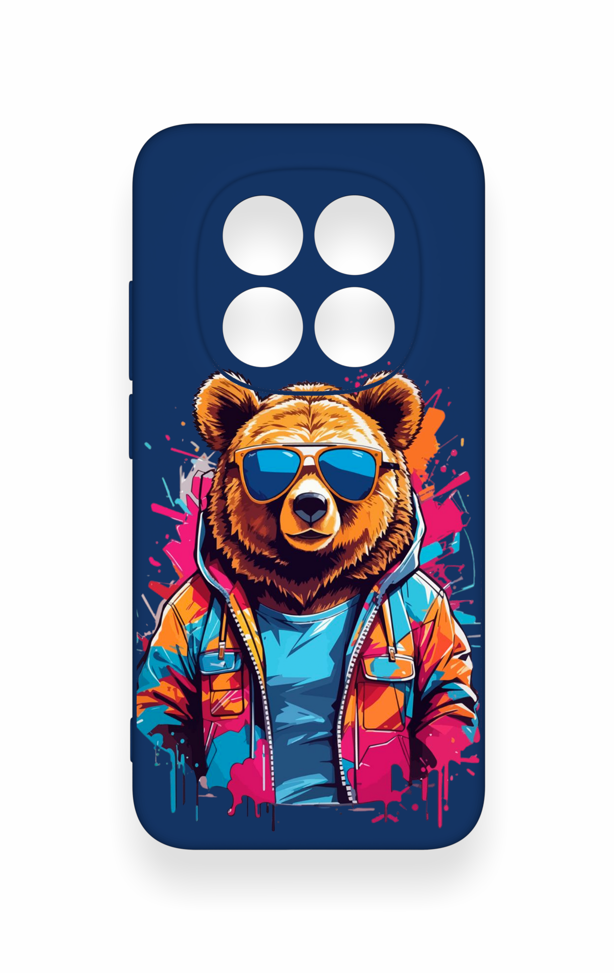 Redmi Note 15 Pro 5G Uyumlu Gözlüklü Ayı Desenli Silikon Kılıf