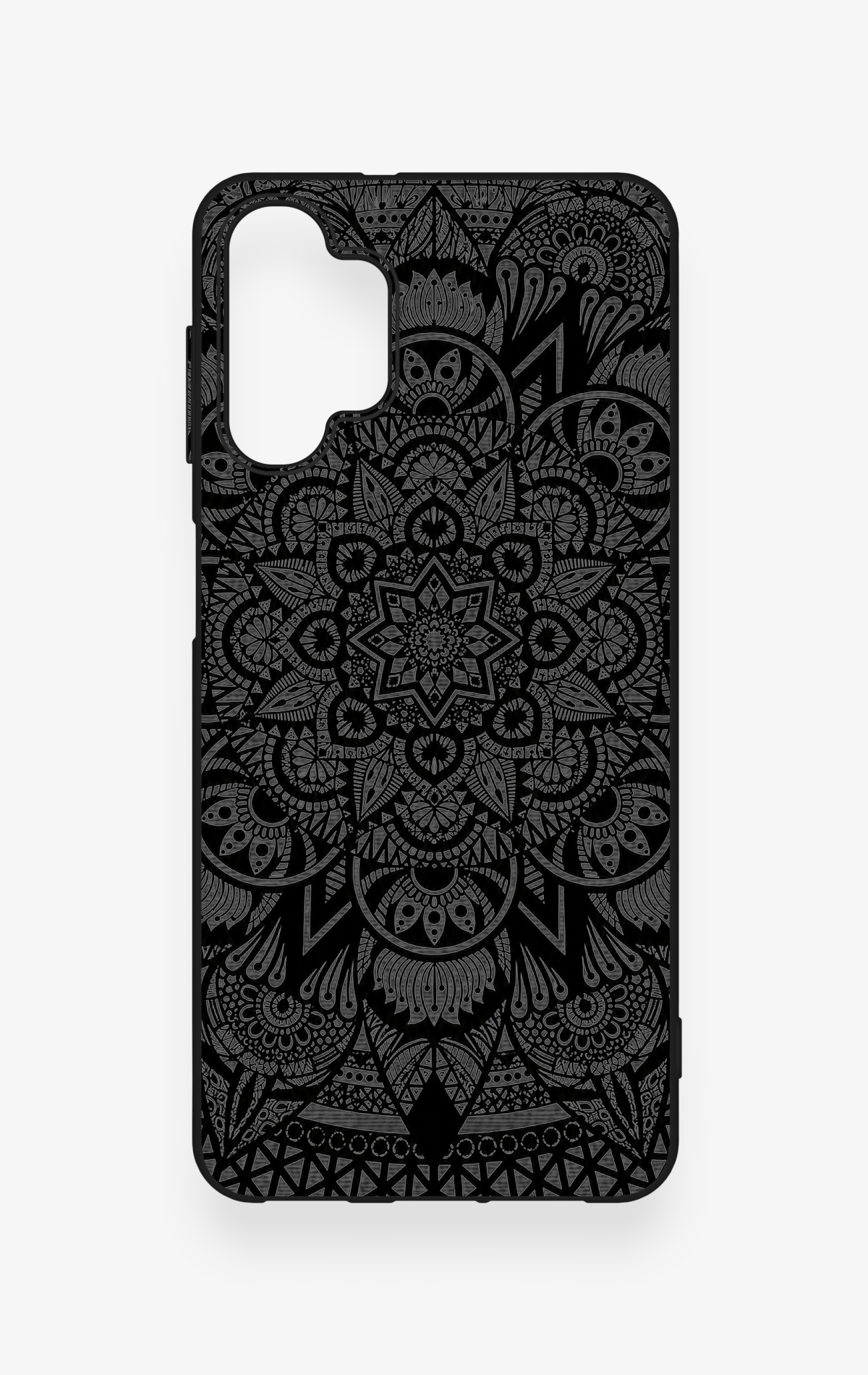 Samsung A32 Uyumlu Siyah Beyaz Mandala Desenli Silikon Kılıf