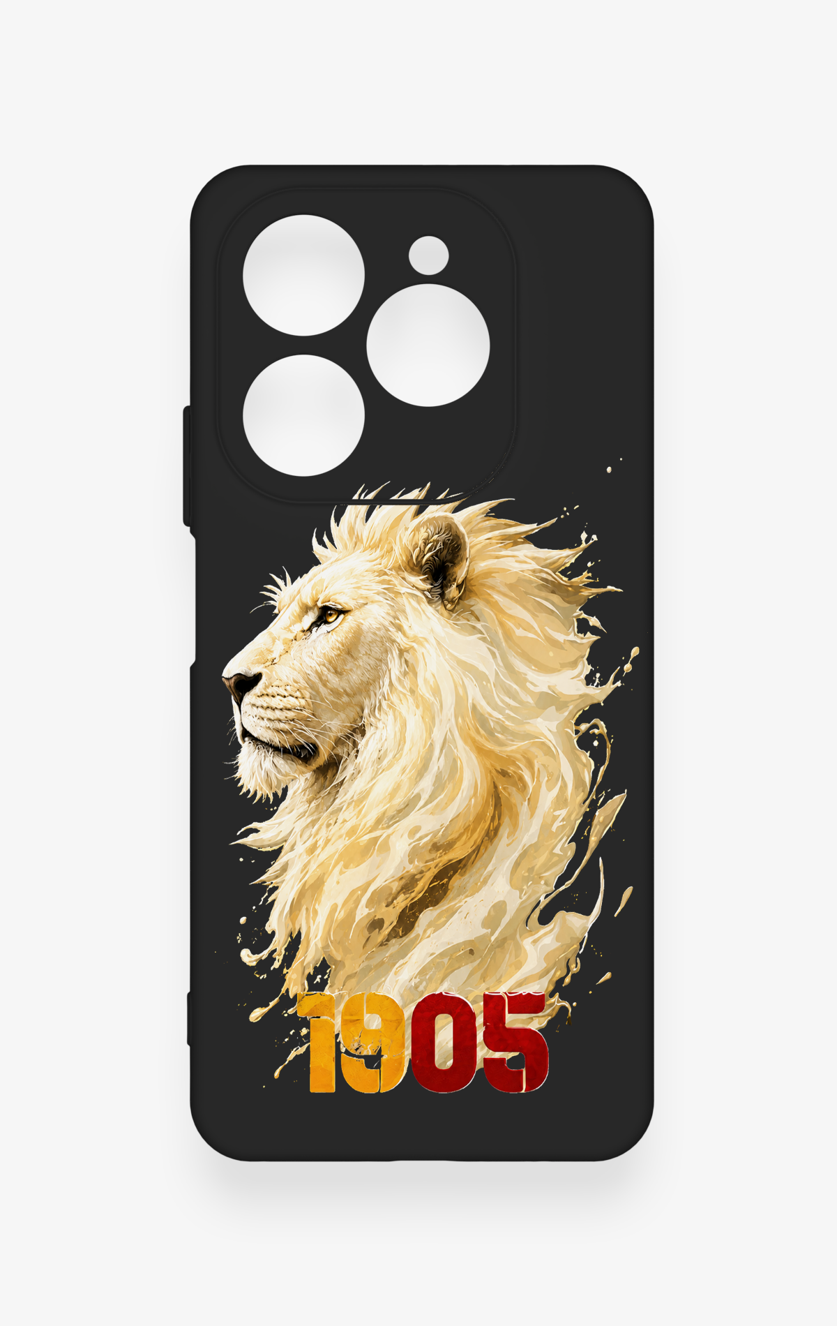 Tecno Spark 20 Pro Uyumlu Sarı Kırmızı 1905 Aslan Desenli Silikon Kılıf