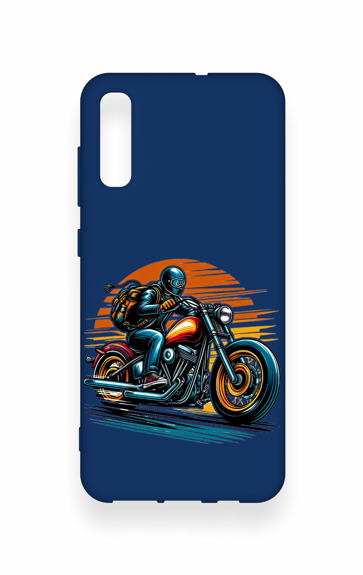 Samsung A70 Uyumlu Moto Rider Desenli Silikon Kılıf
