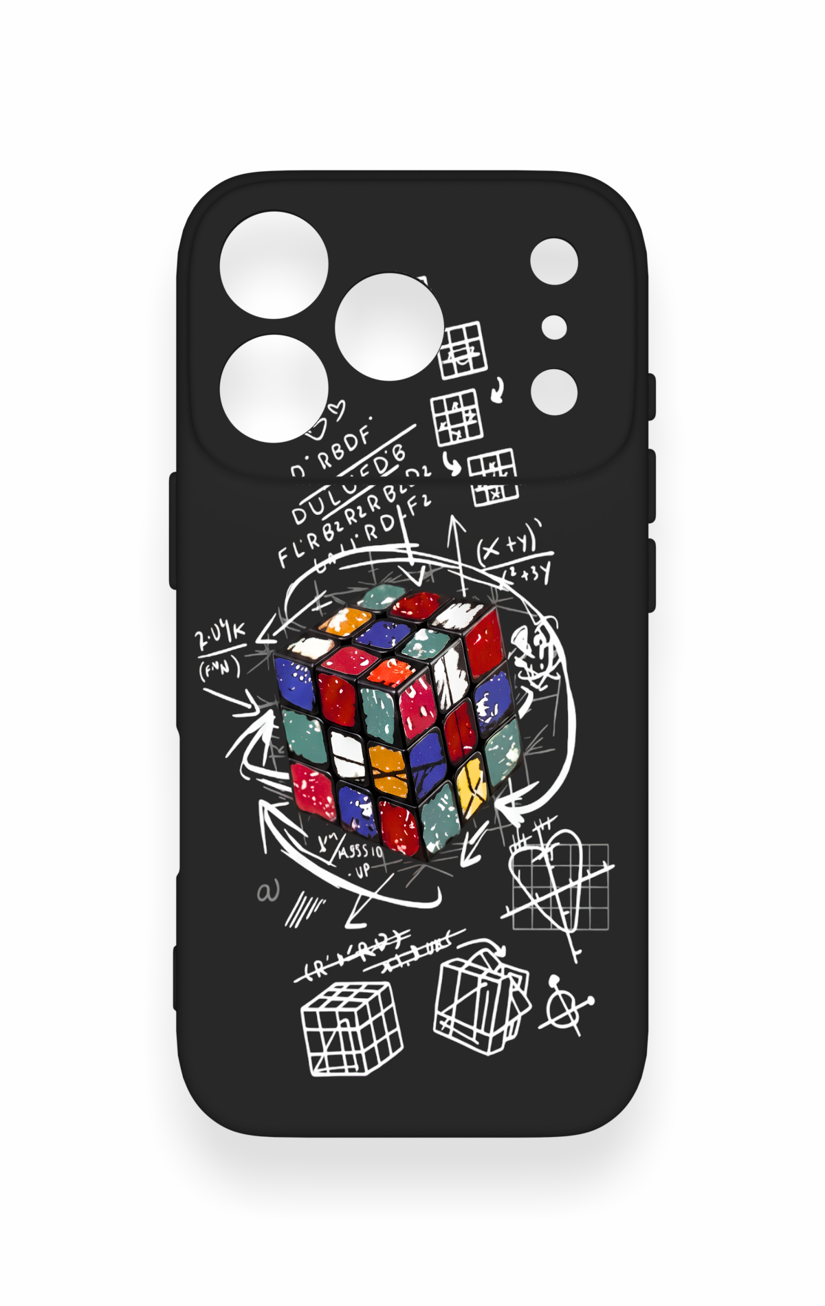 iPhone 17 Pro Uyumlu Rubik Küb Desenli Silikon Kılıf