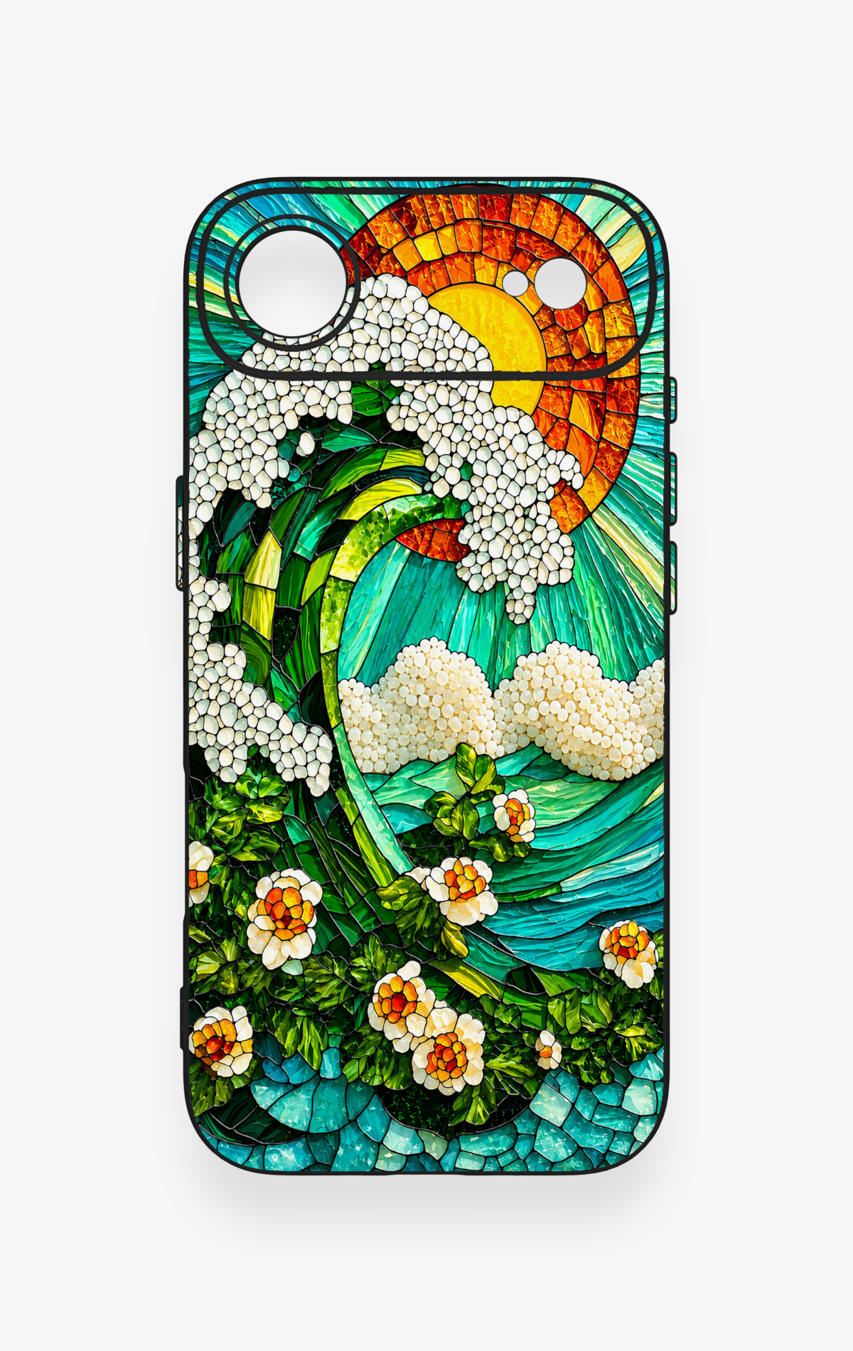 iPhone 17 Air Uyumlu Mozaik Okyanus Dalgası Desenli Silikon Kılıf