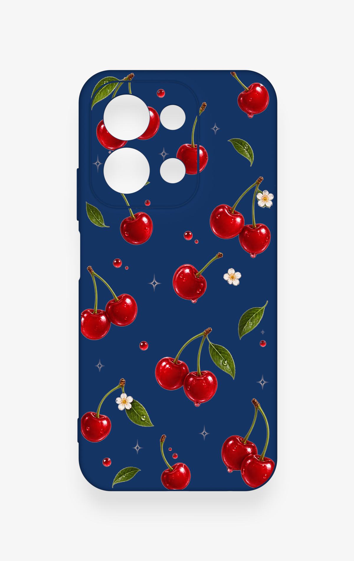 Redmi 15C 4G Uyumlu Kiraz Papatya Desenli Silikon Kılıf