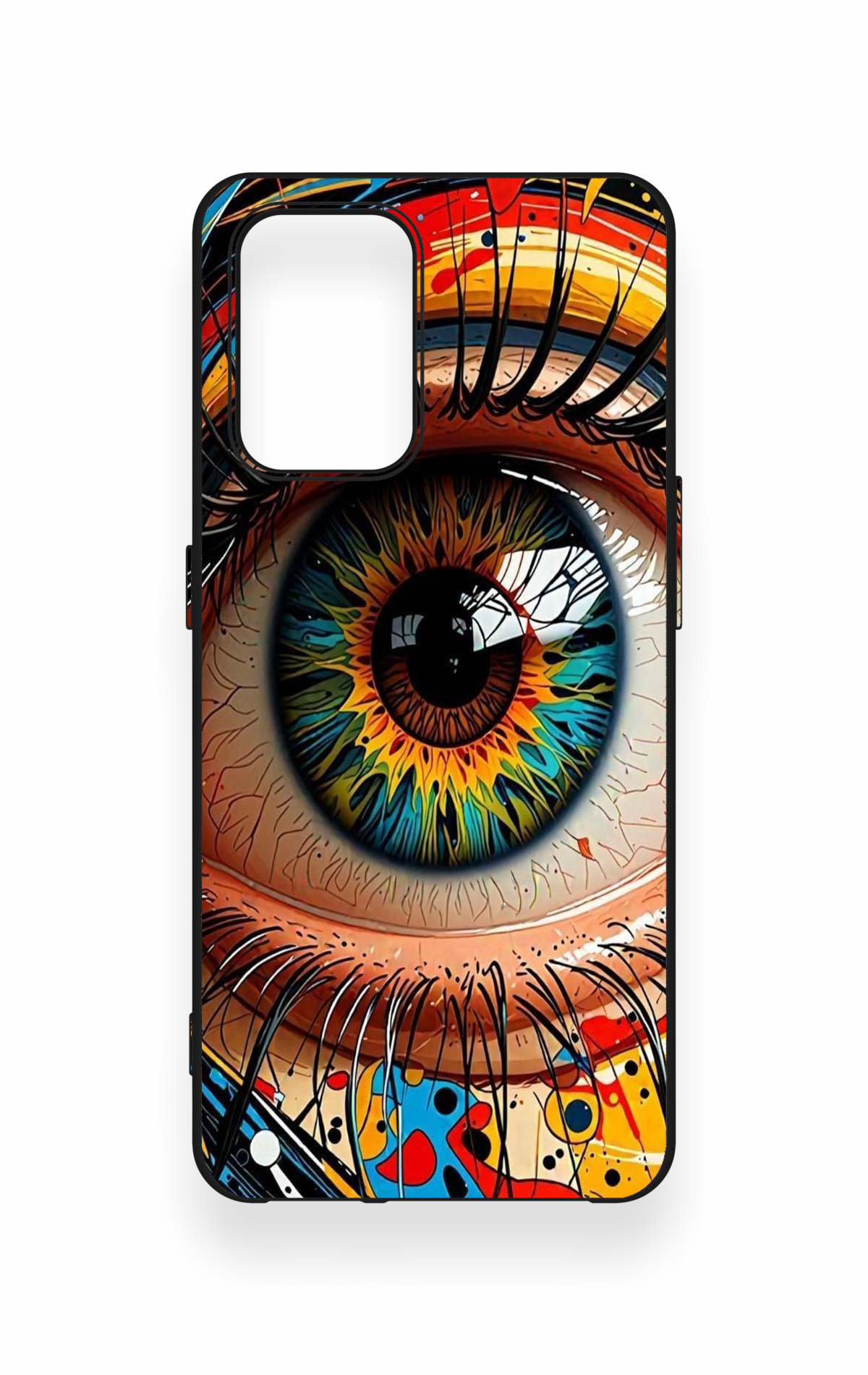 Oppo-A74 Uyumlu Renkli Göz Bebeği Desenli Silikon Kılıf