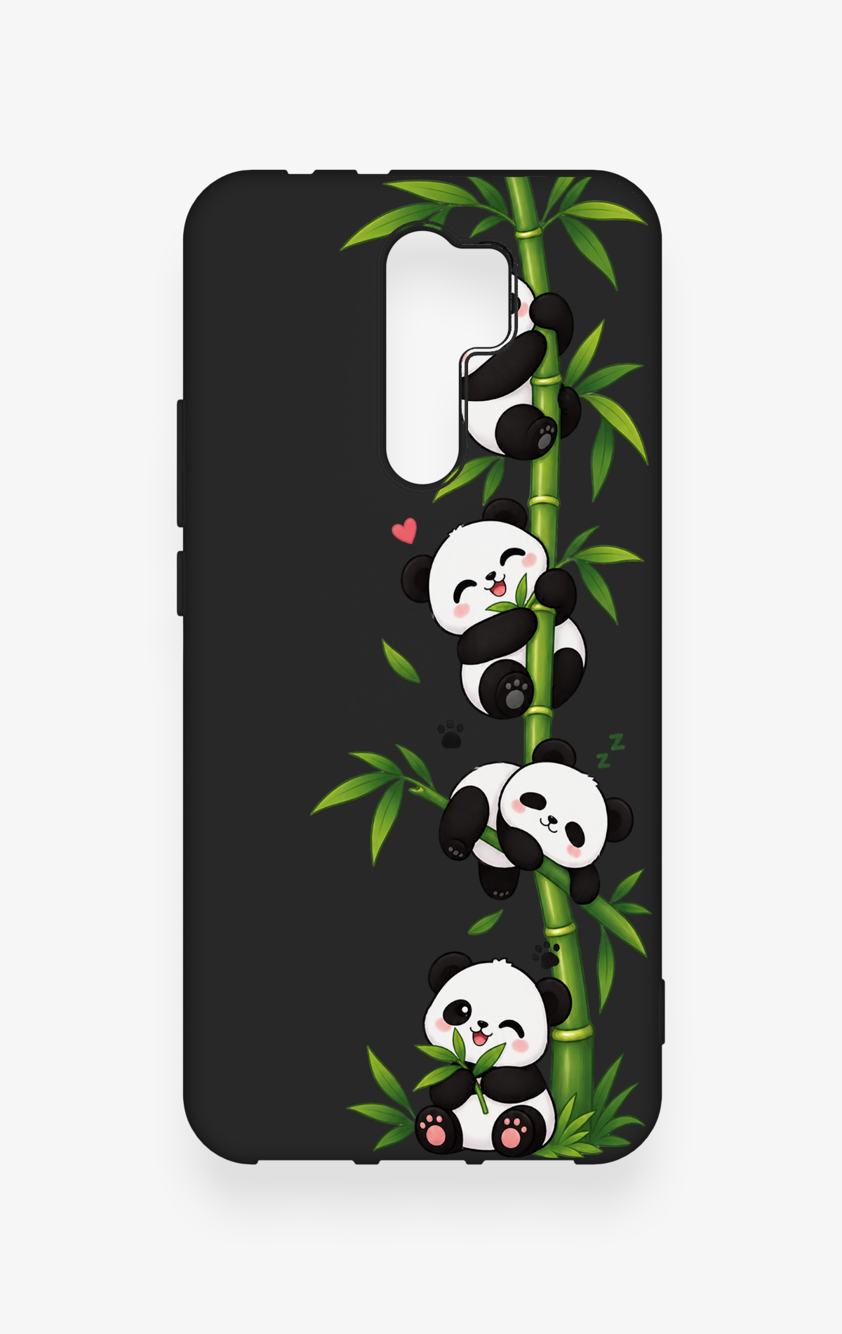 Redmi 9 Uyumlu Sevimli Panda Bambu Desenli Silikon Kılıf