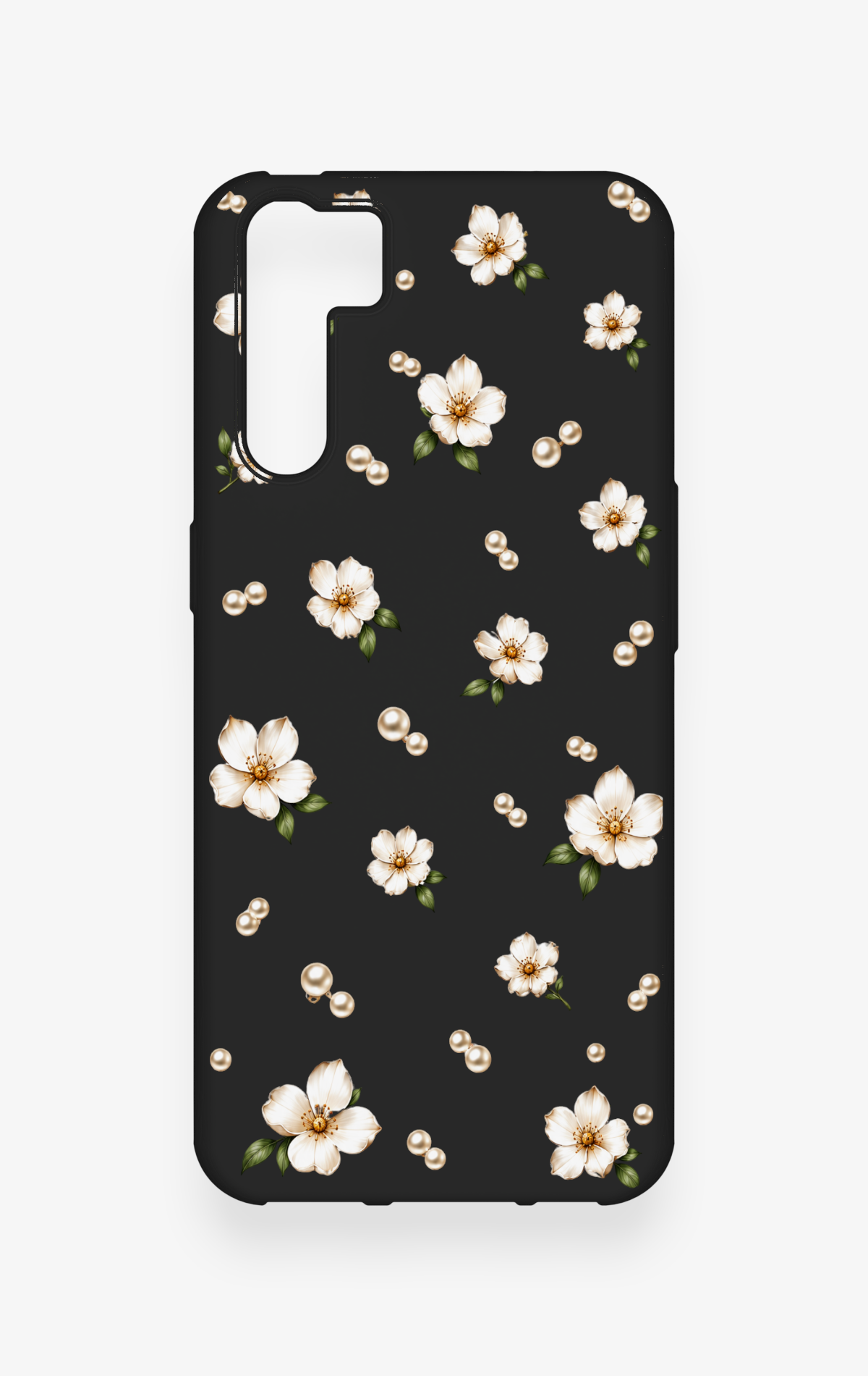 Oppo A91 Uyumlu İnci Papatya Desenli Silikon Kılıf