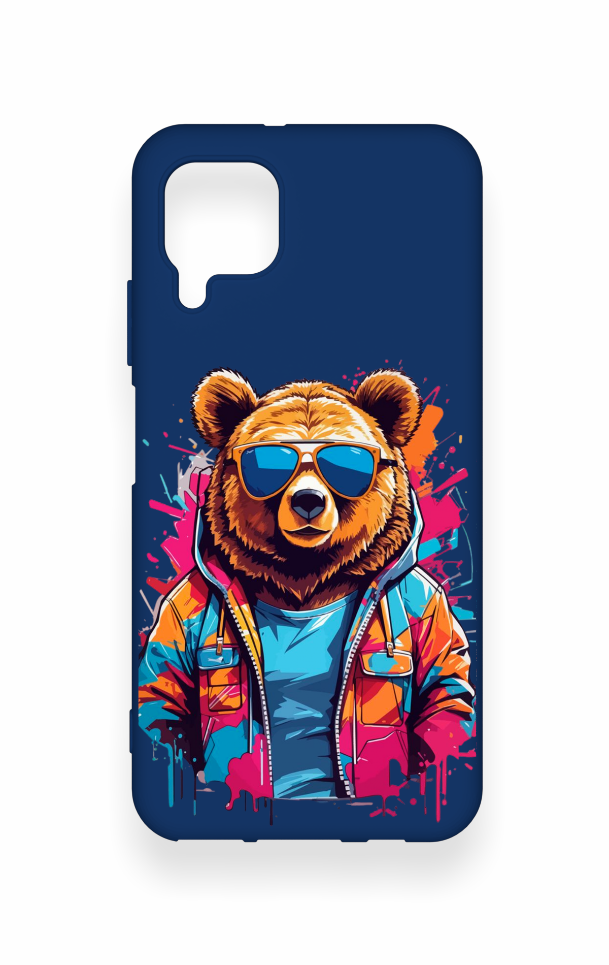 Huawei P40 Lite Uyumlu Gözlüklü Ayı Desenli Silikon Kılıf