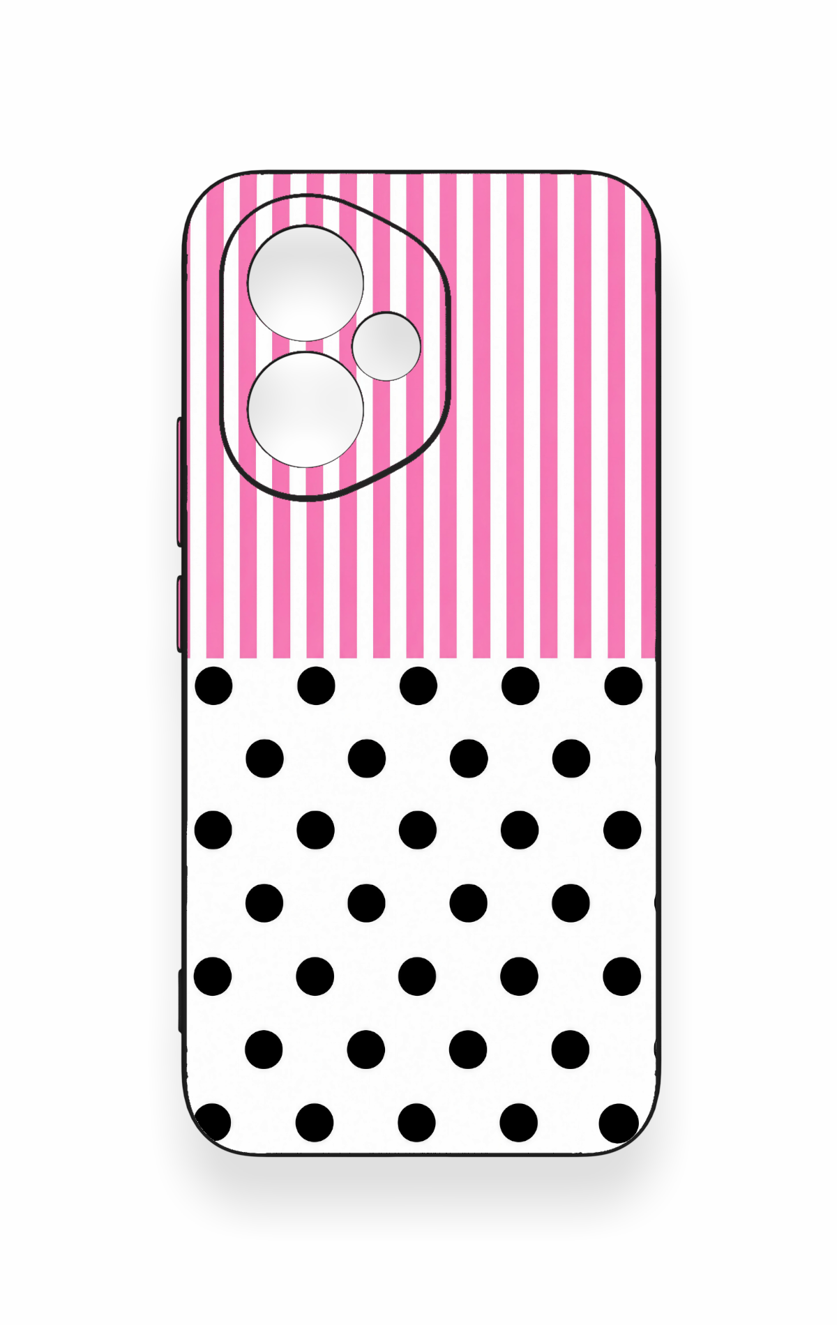 Honor 400 Uyumlu Pembe Çizgili Puantiye Desenli Silikon Kılıf