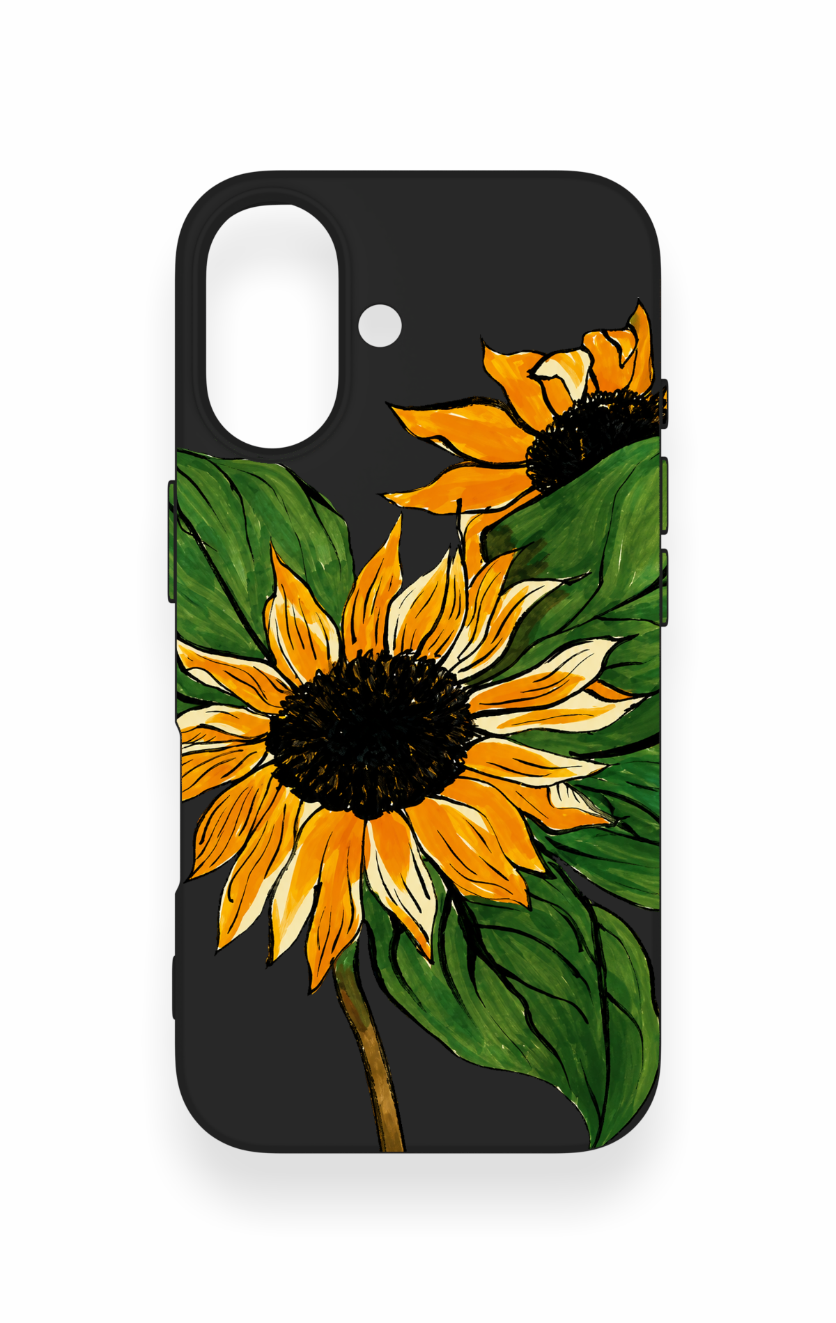iPhone 16 Uyumlu Ay Çiçeği Desenli Silikon Kılıf