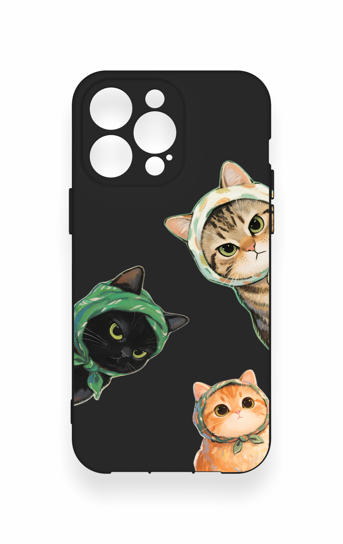iPhone 14 Pro Max Uyumlu Kedi Ekibi Desenli Silikon Kılıf