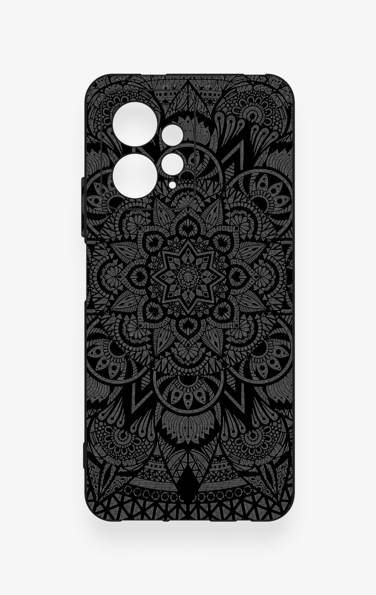 Redmi Note 12 4G Uyumlu Siyah Beyaz Mandala Desenli Silikon Kılıf