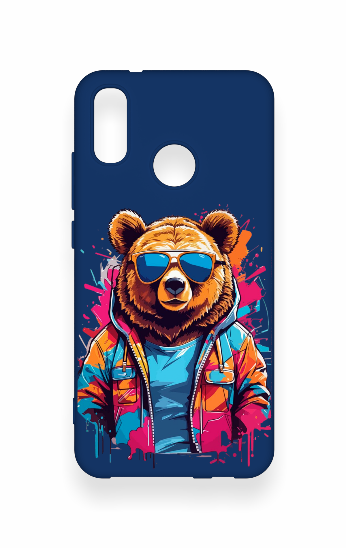 Huawei P20 Lite Uyumlu Gözlüklü Ayı Desenli Silikon Kılıf