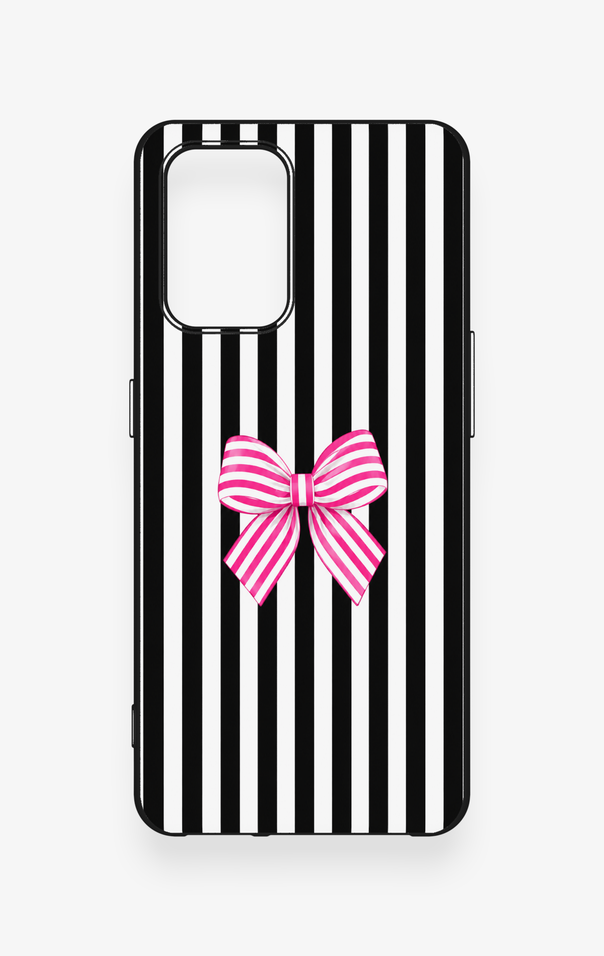 Oppo-A74 Uyumlu Pembe Beyaz Kurdele Desenli Silikon Kılıf