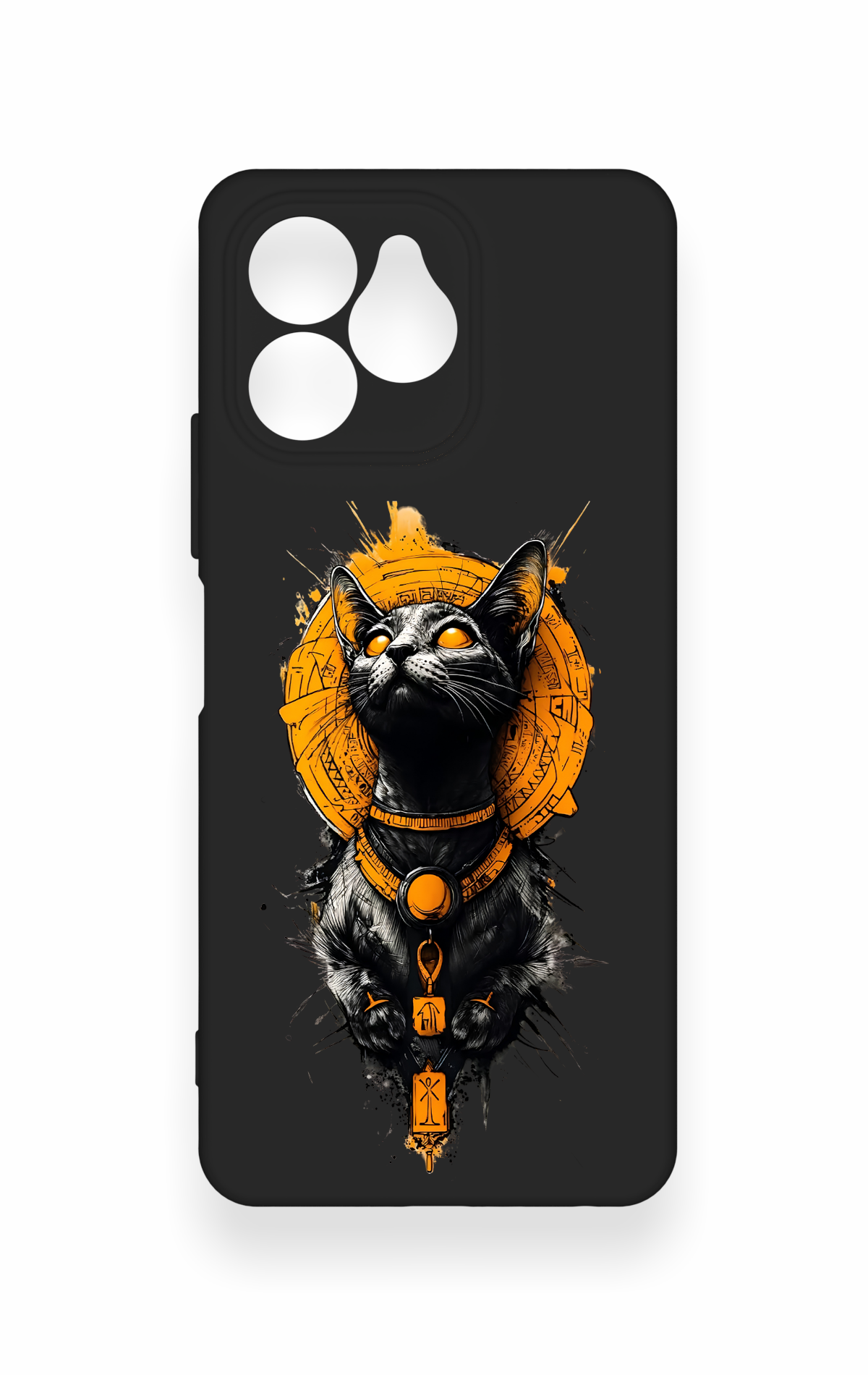 Omix x6 Uyumlu Mısırlı Kedi Tanrısı Desenli Silikon Kılıf