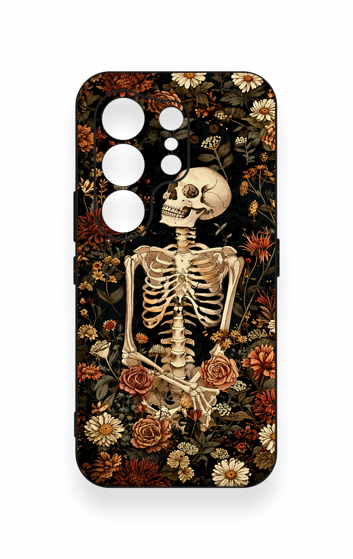 Tecno Camon 50 4G Uyumlu Çiçek İskelet Desenli Silikon Kılıf