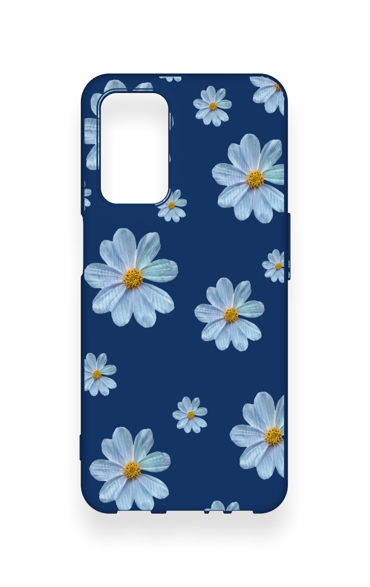 Oppo A55 Uyumlu Mavi Papatya Desenli Silikon Kılıf
