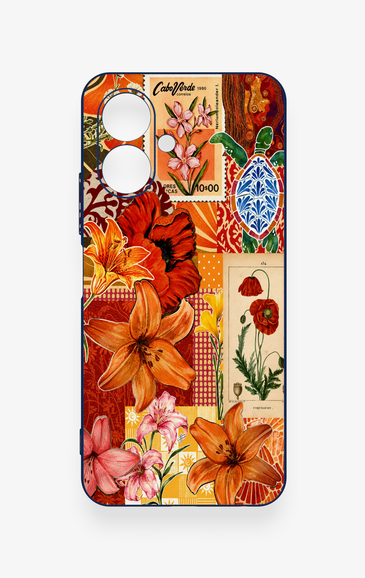 Tecno Spark Go 2 Uyumlu Turuncu Zambak Desenli Silikon Kılıf