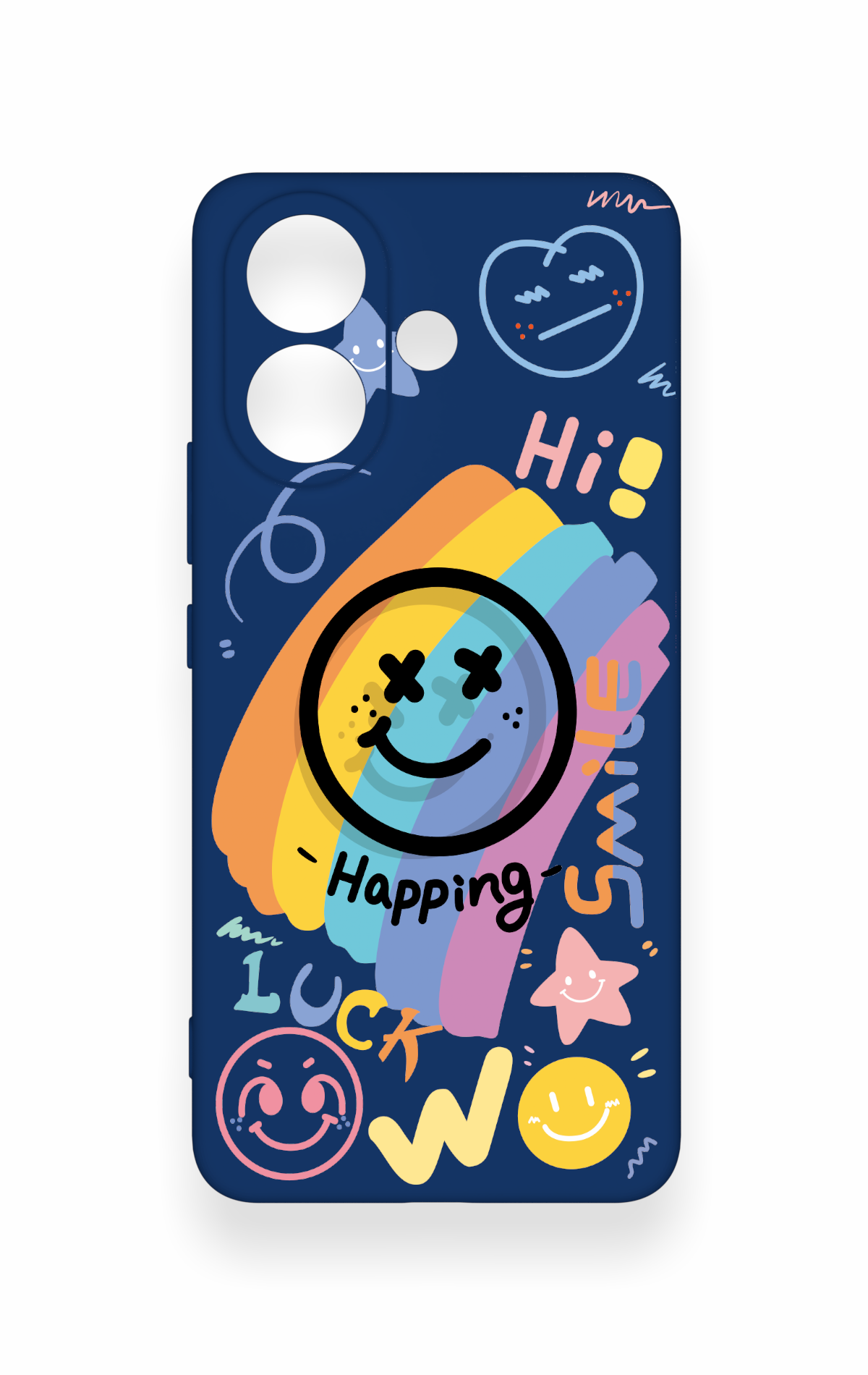 Vivo V60 Lite Uyumlu Happing Smile Desenli Silikon Kılıf