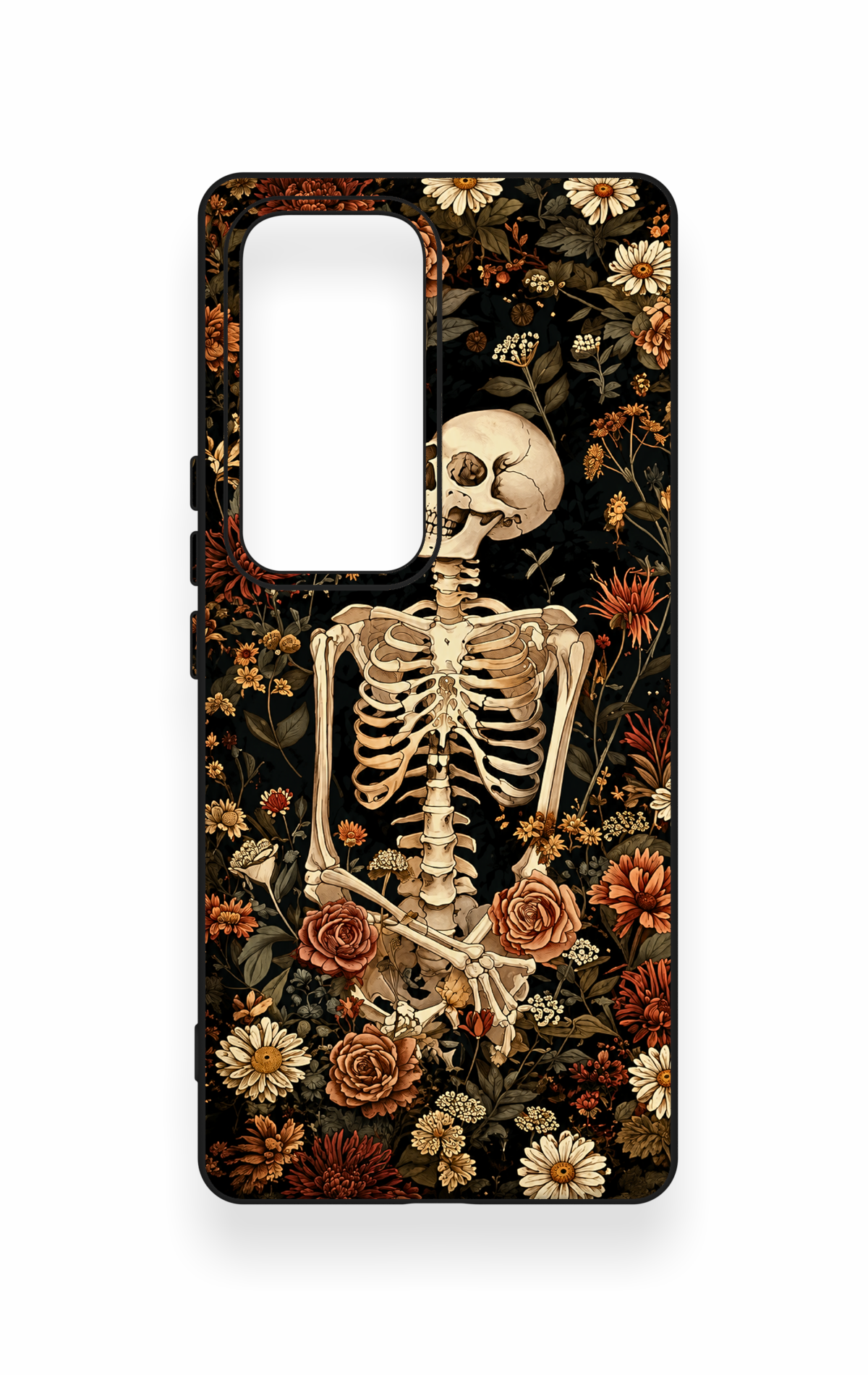 Vivo V30 Uyumlu Çiçek İskelet Desenli Silikon Kılıf