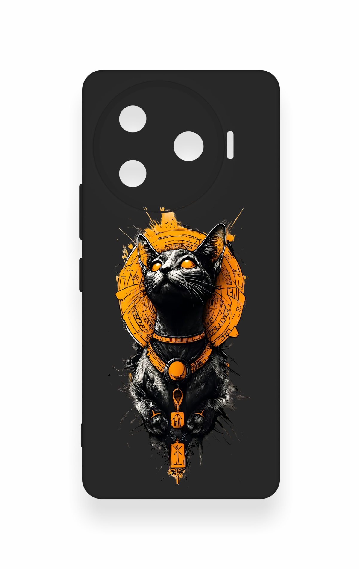 Tecno Camon 30 Pro 5G Uyumlu Mısırlı Kedi Tanrısı Desenli Silikon Kılıf