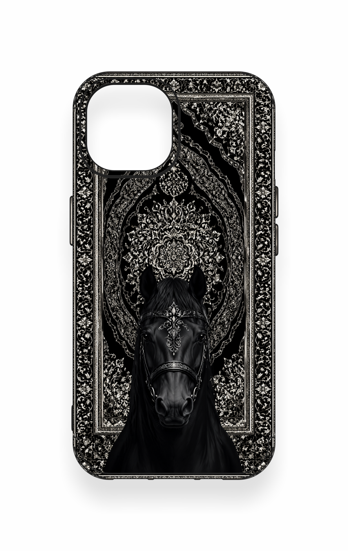 iPhone 15 Uyumlu Etnik At Figürü Desenli Silikon Kılıf