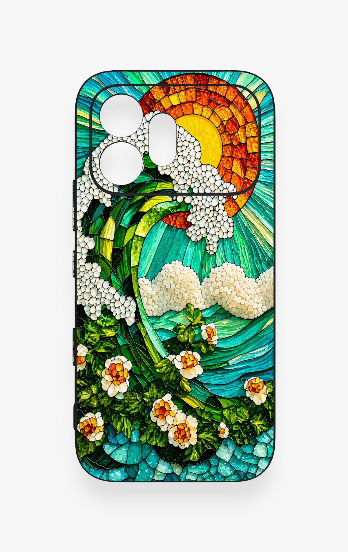Honor 600 Uyumlu Mozaik Okyanus Dalgası Desenli Silikon Kılıf