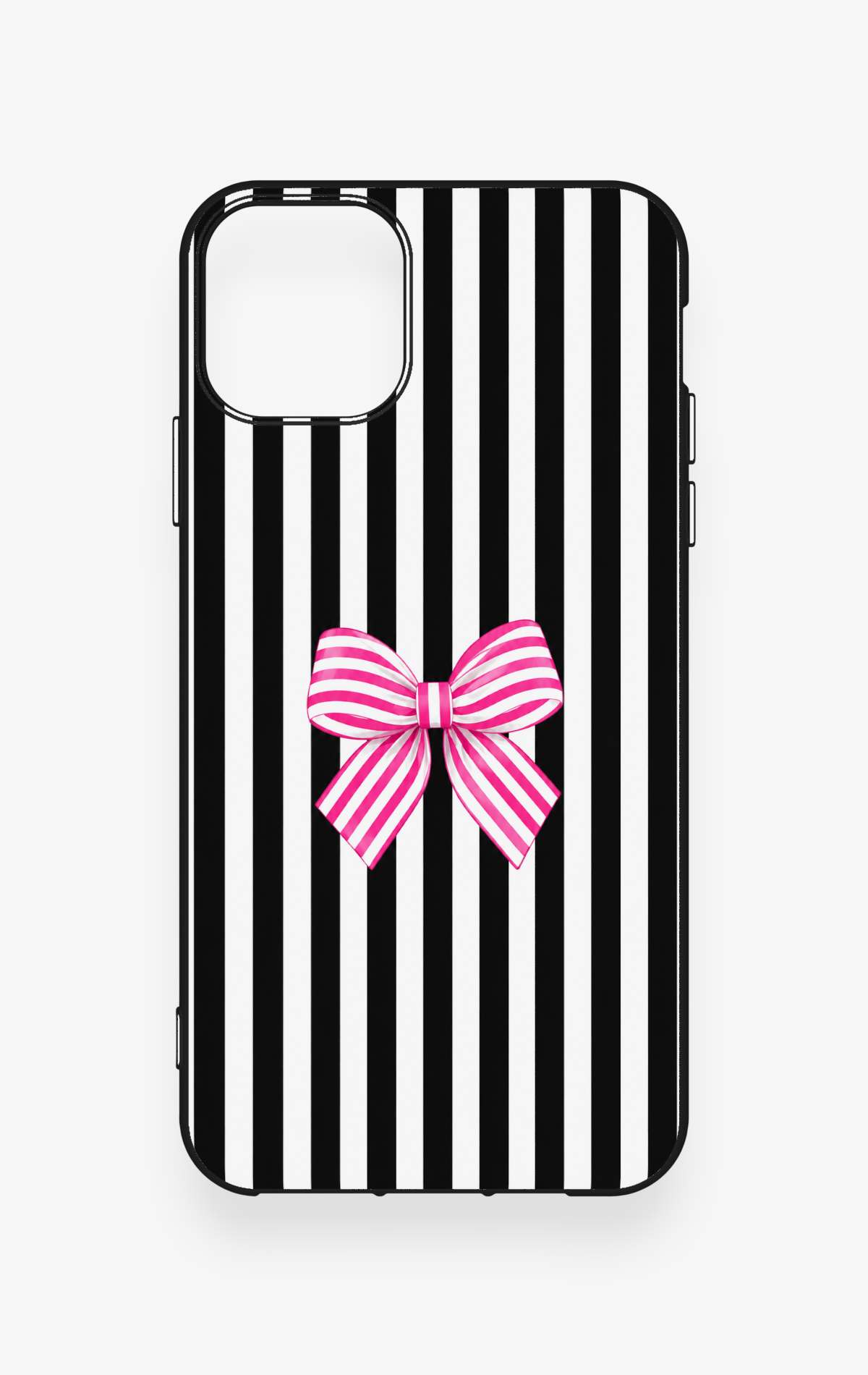 iPhone 11 Pro Max Uyumlu Pembe Beyaz Kurdele Desenli Silikon Kılıf