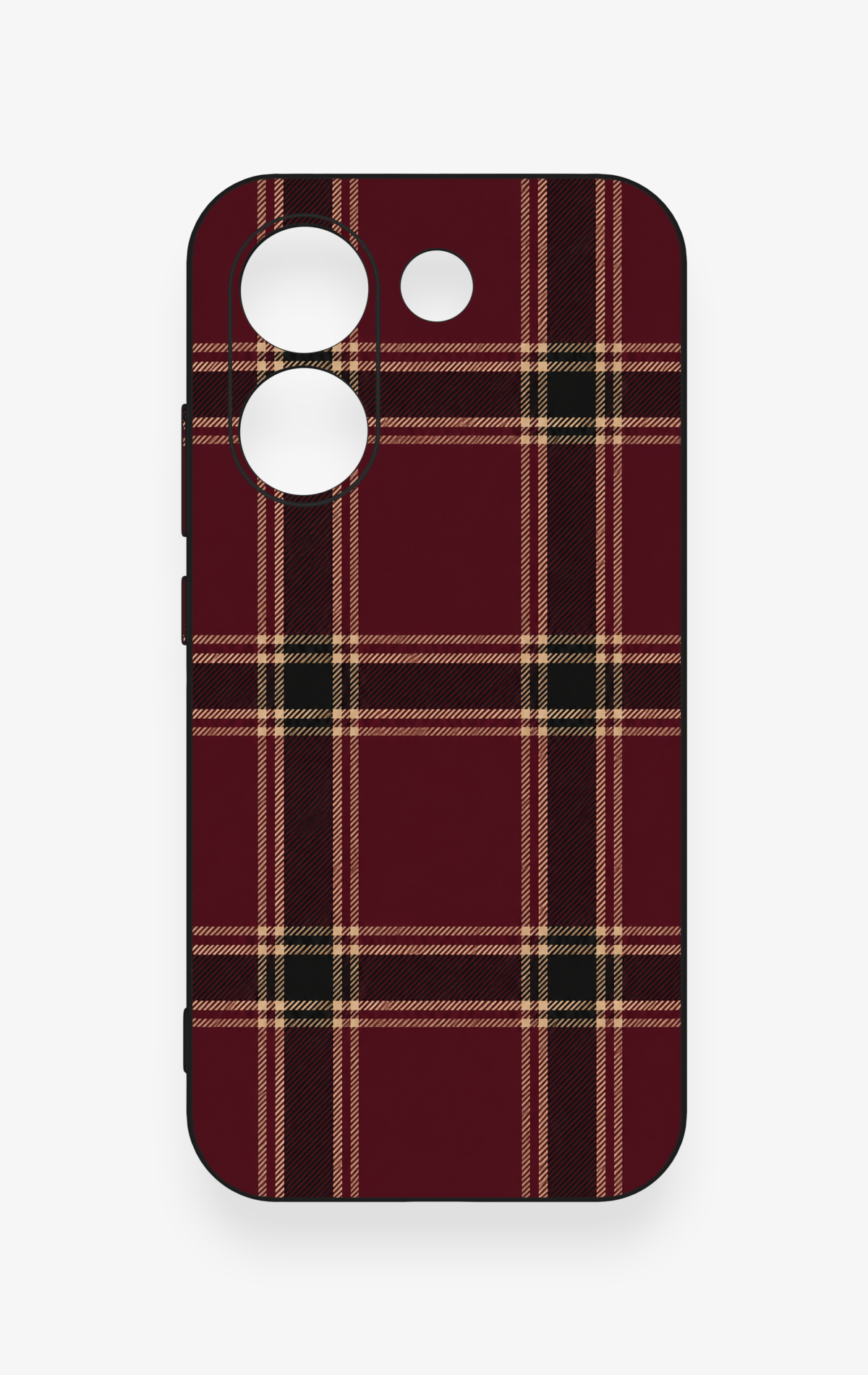 Poco X8 Pro Uyumlu Bordo Siyah Ekose Desenli Silikon Kılıf
