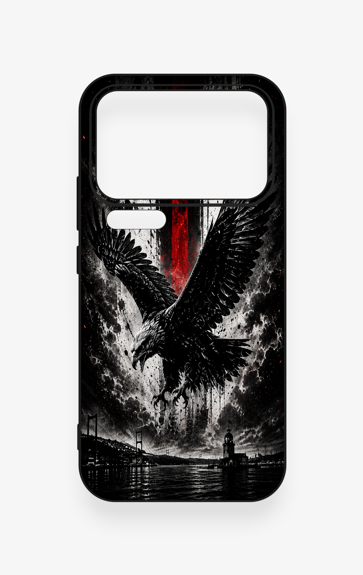 Mi 17 Pro Max Uyumlu Kara Kartal Desenli Silikon Kılıf
